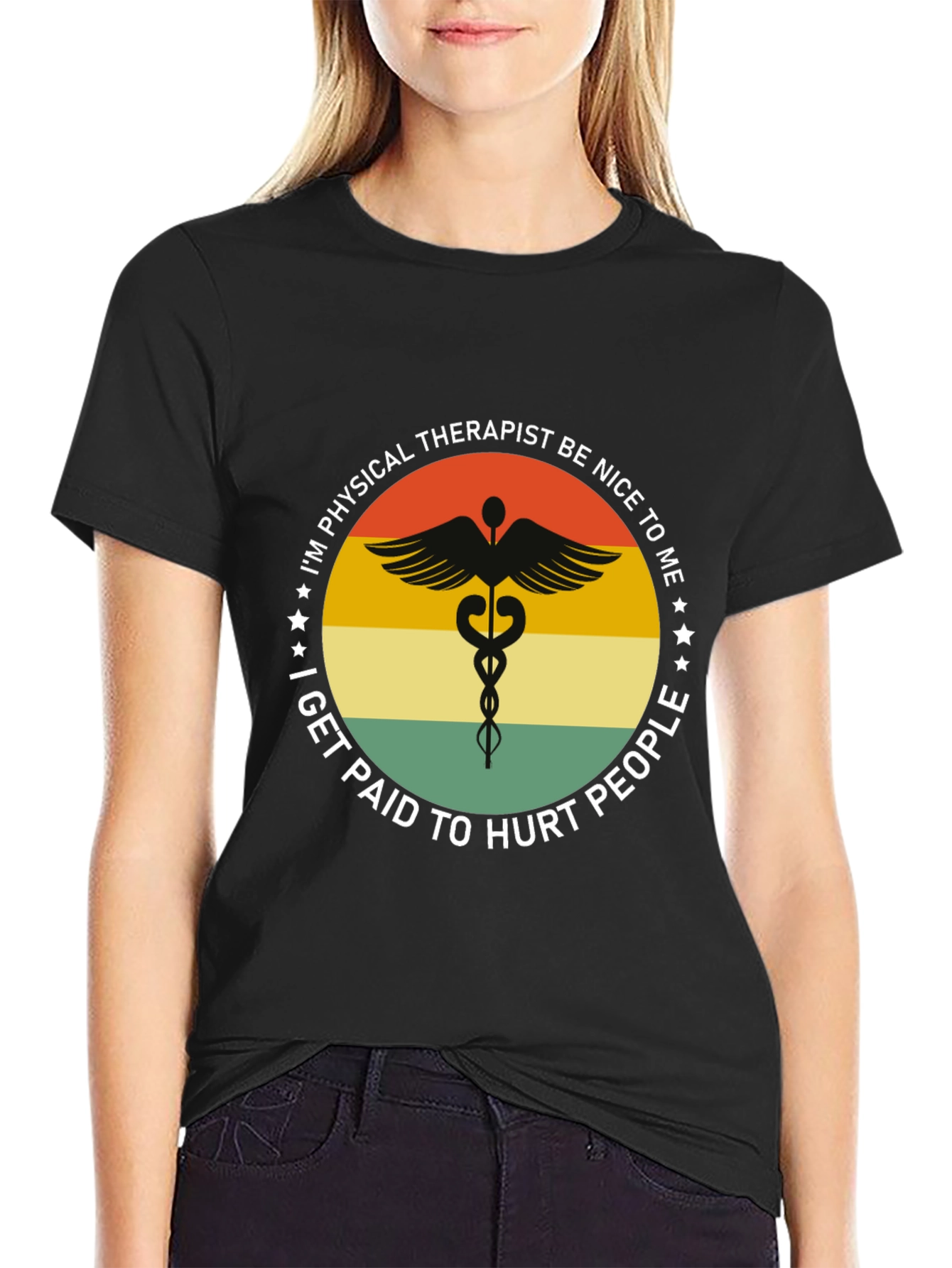 Black Physical Therapist Funny T-Shirt view 2