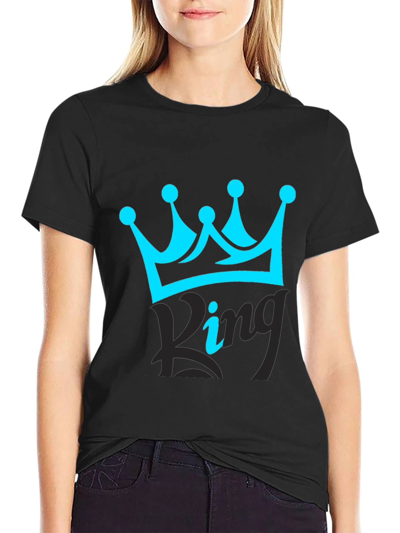 Black King Crown Black T-Shirt - Stylish Graphic Tee view 2