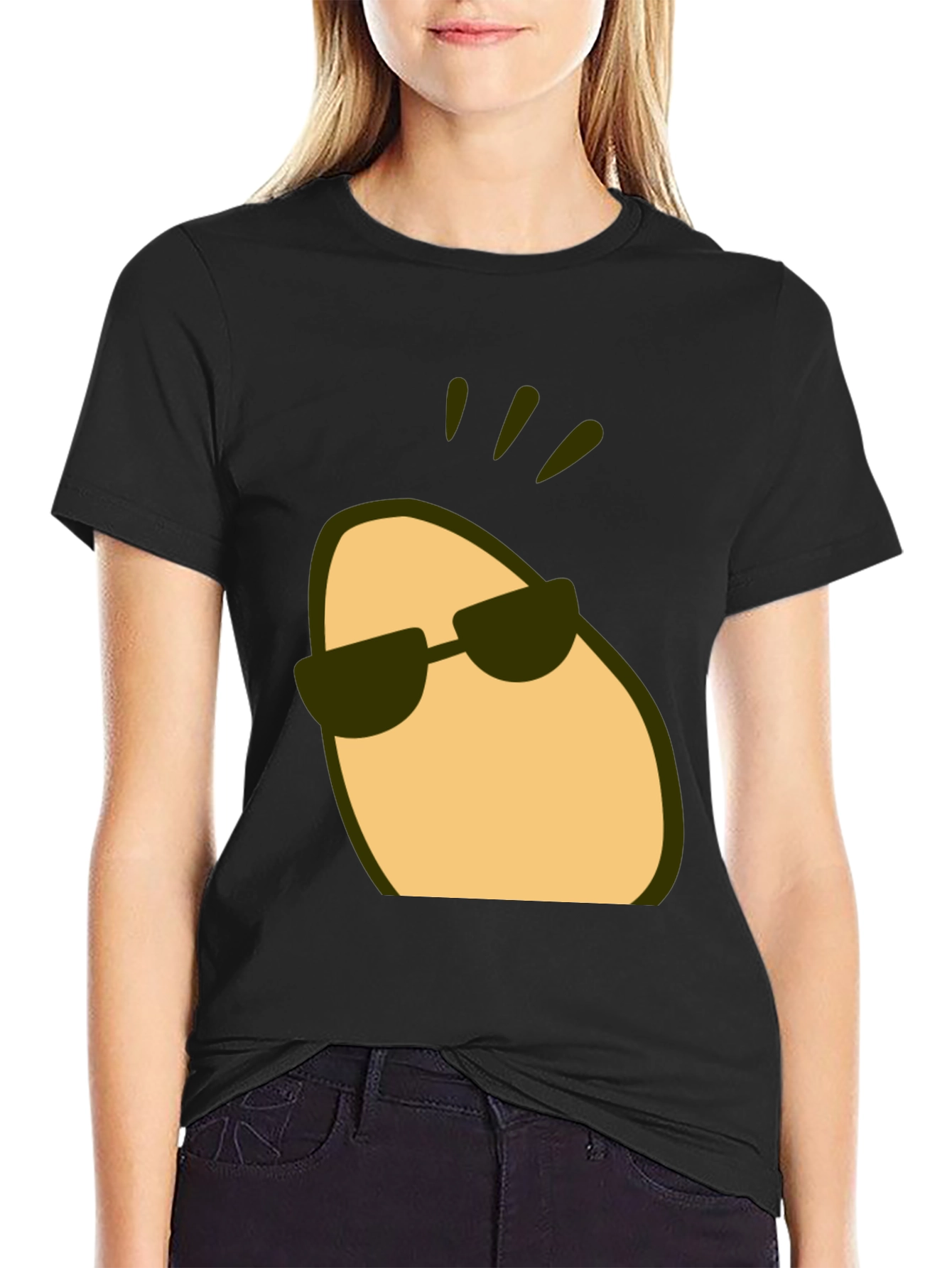 Black Cool Potato Tee - Funny Cartoon Graphic T-Shirt view 2