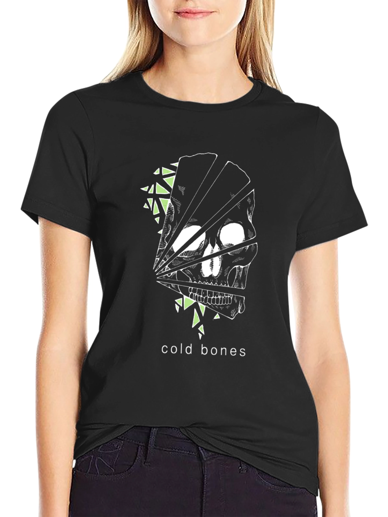 Black Cold Bones Graphic Tee - Stylish Skull Design view 2