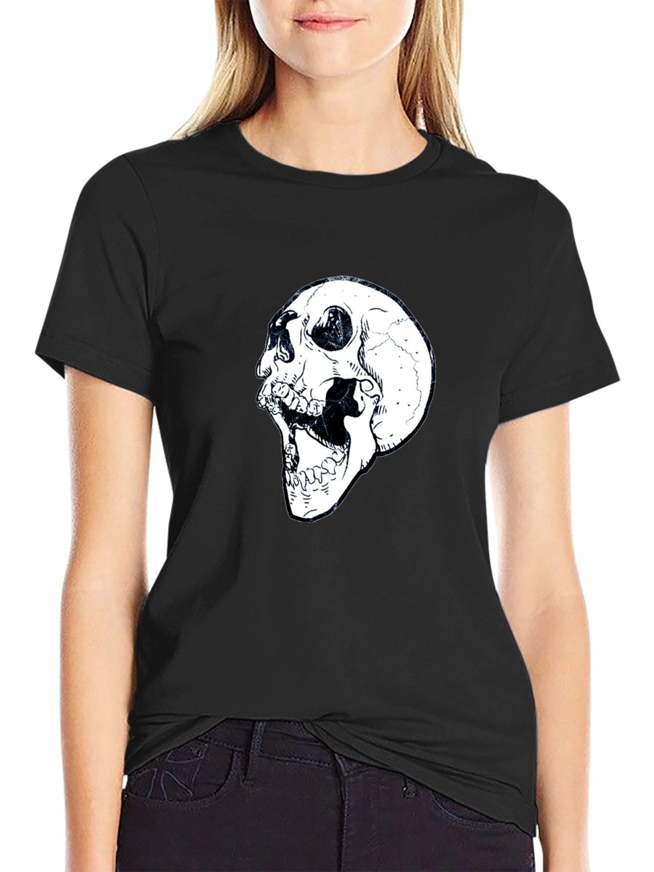 Black Skull Graphic Black T-Shirt view 2