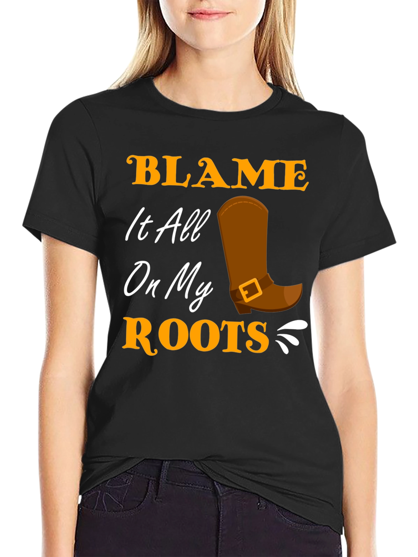 Black Blame It All On My Roots Black T-Shirt view 2