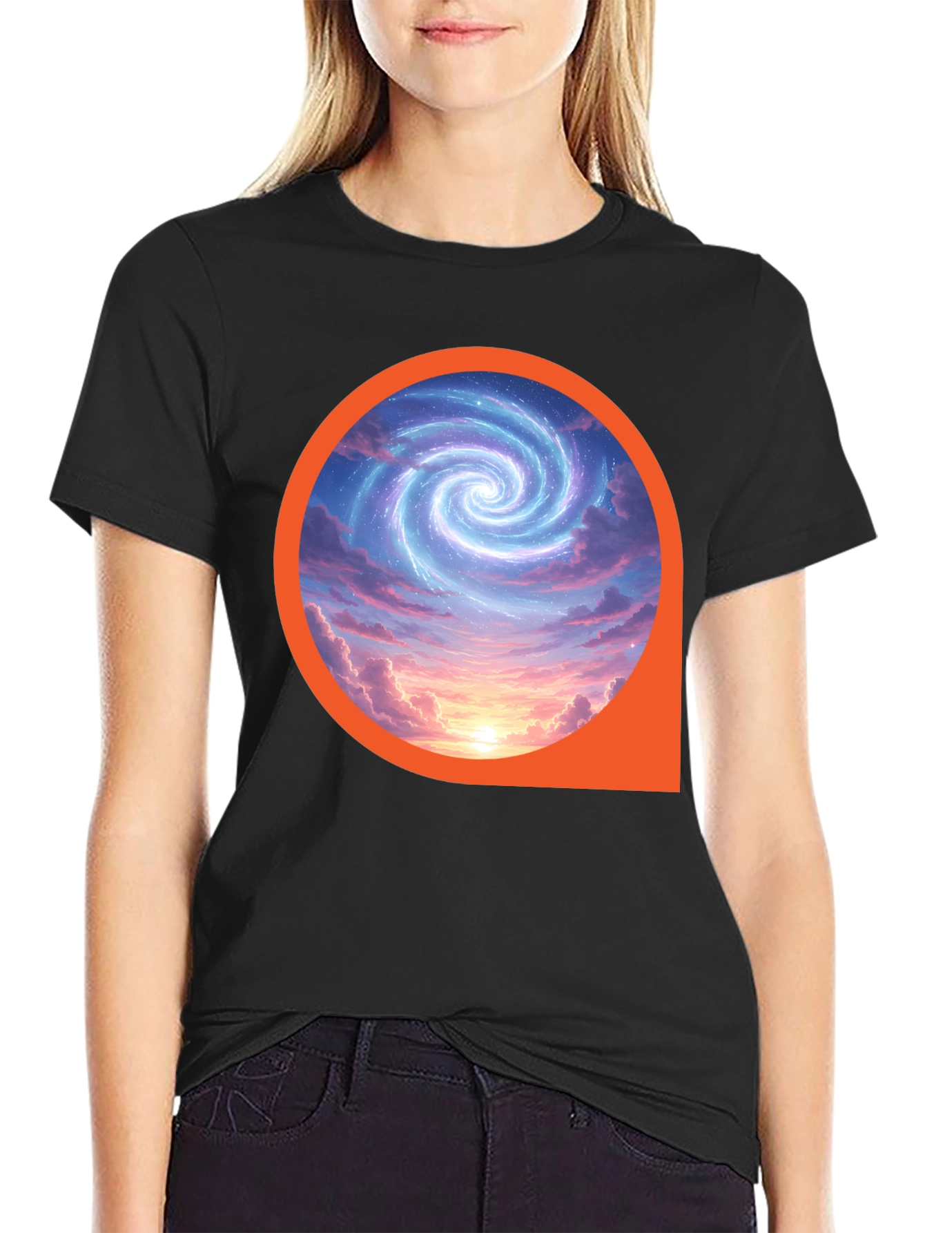 Black Cosmic Swirl Graphic Tee - Modern Style view 2