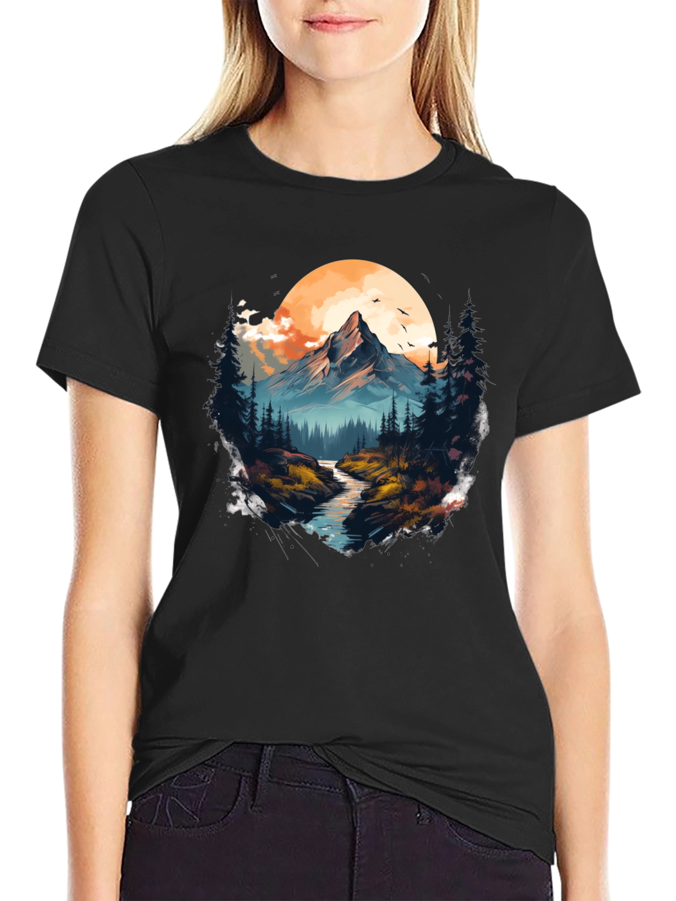 Black Mountain River Graphic T-Shirt - Nature Lover's Tee view 2