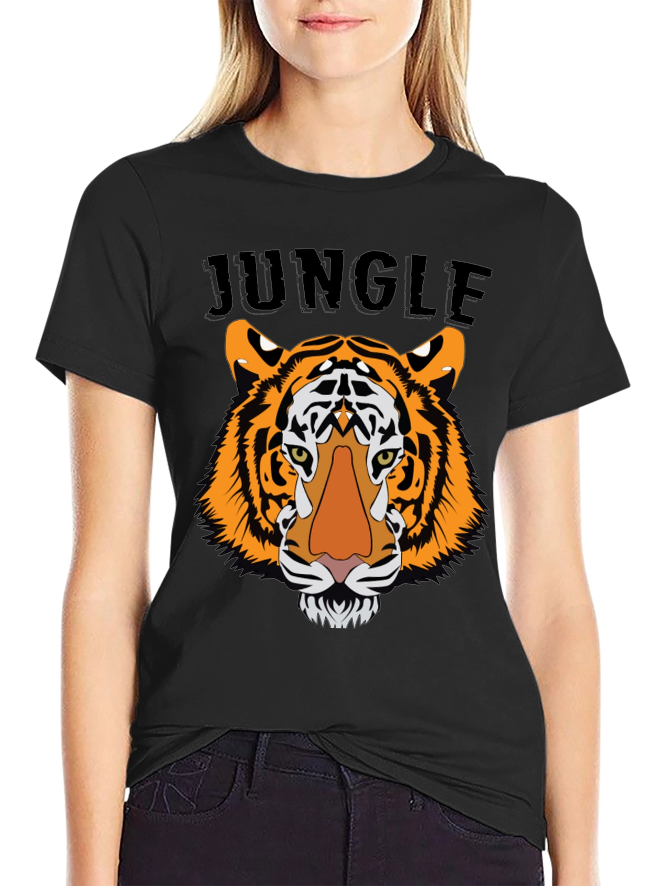 Black Jungle Tiger Graphic Tee - Bold Statement Shirt view 2