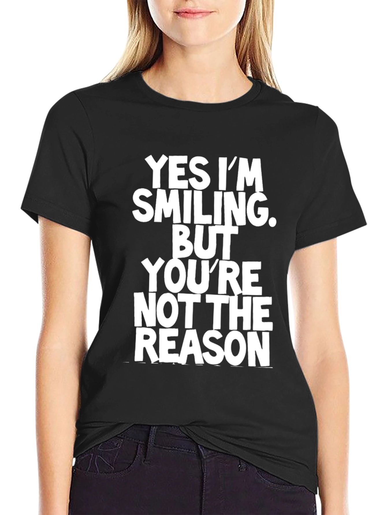 Black Funny Sarcastic Graphic Tee - Yes I'm Smiling T-Shirt view 2