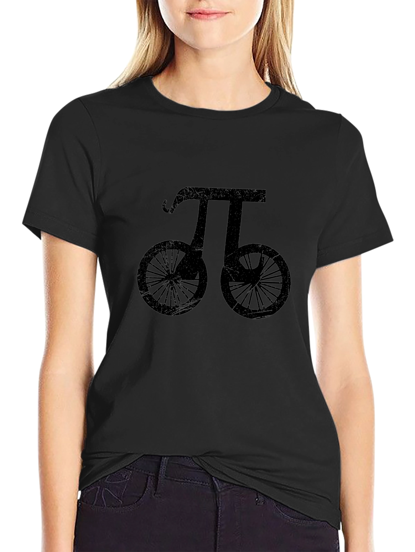 Black Pi Bike Graphic T-Shirt - Cool Math & Cycling Design view 2
