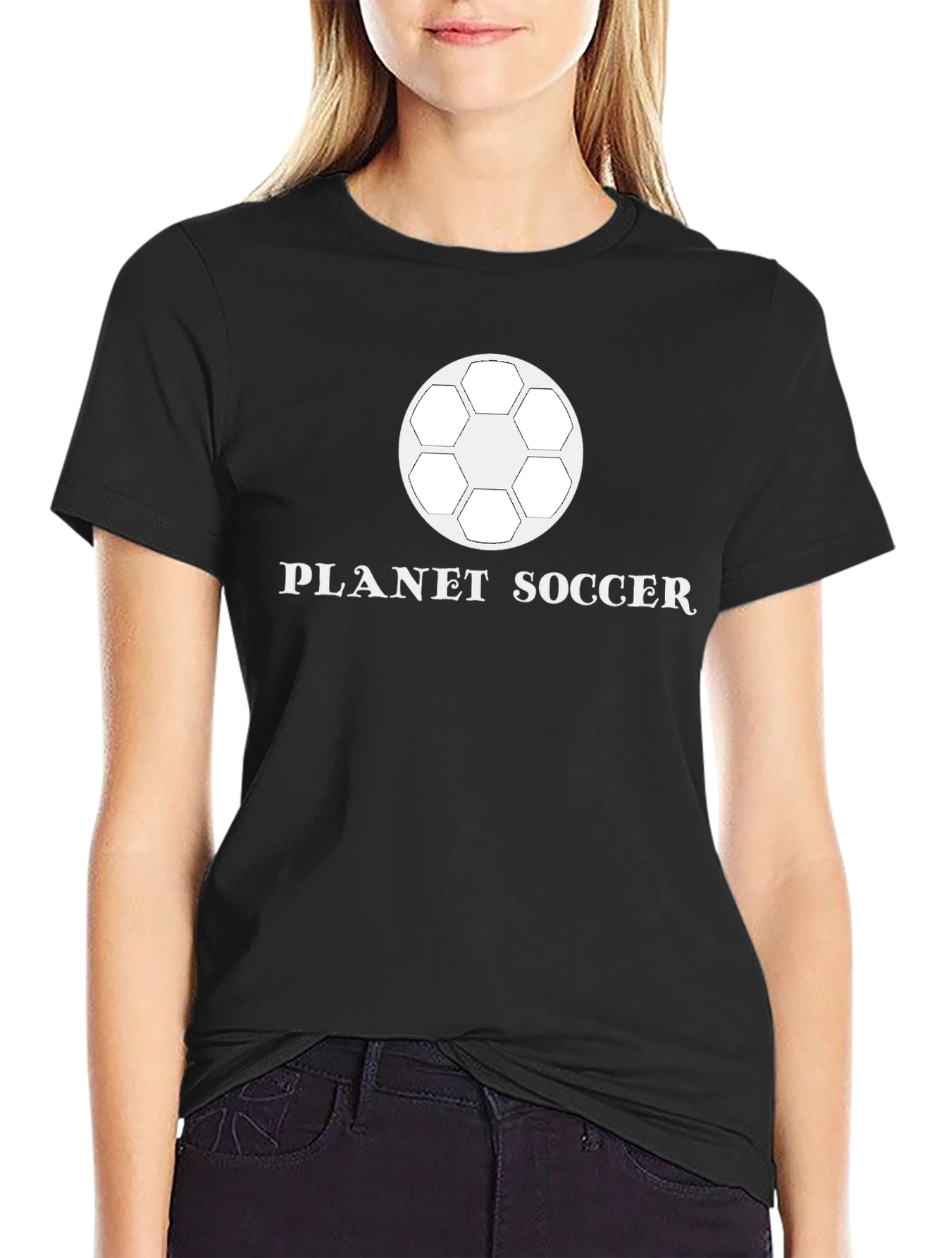 Black Planet Soccer Graphic T-Shirt - Black Cotton Tee view 2