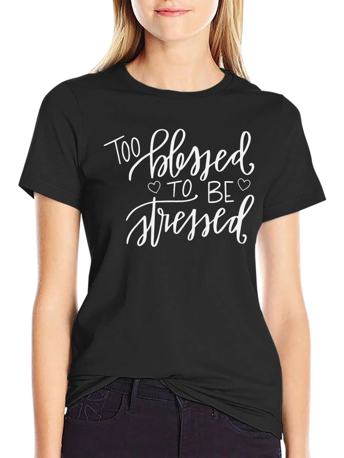Black Too Blessed to be Stressed Graphic Tee view 2