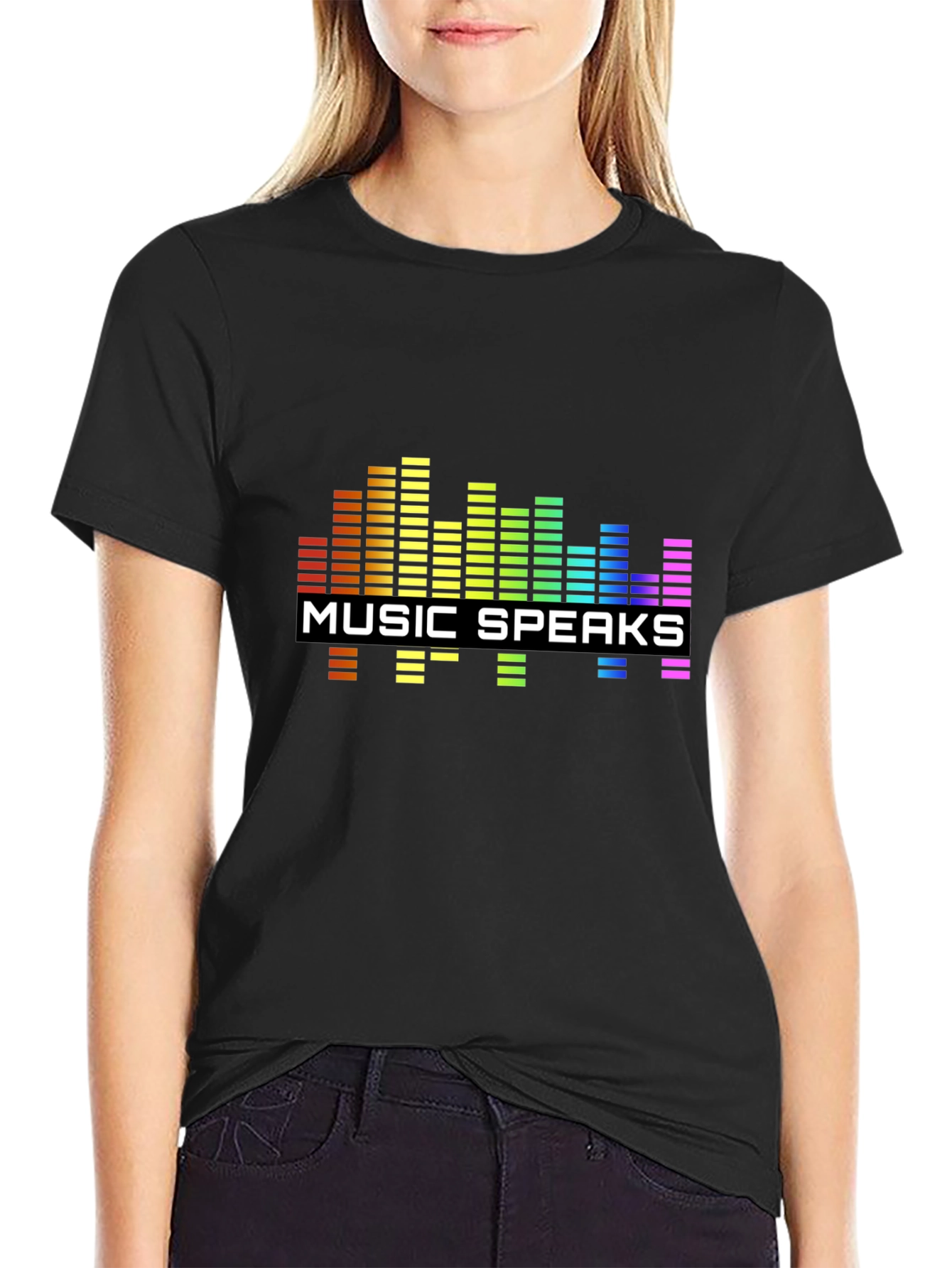 Black Music Speaks Graphic Black T-Shirt view 2