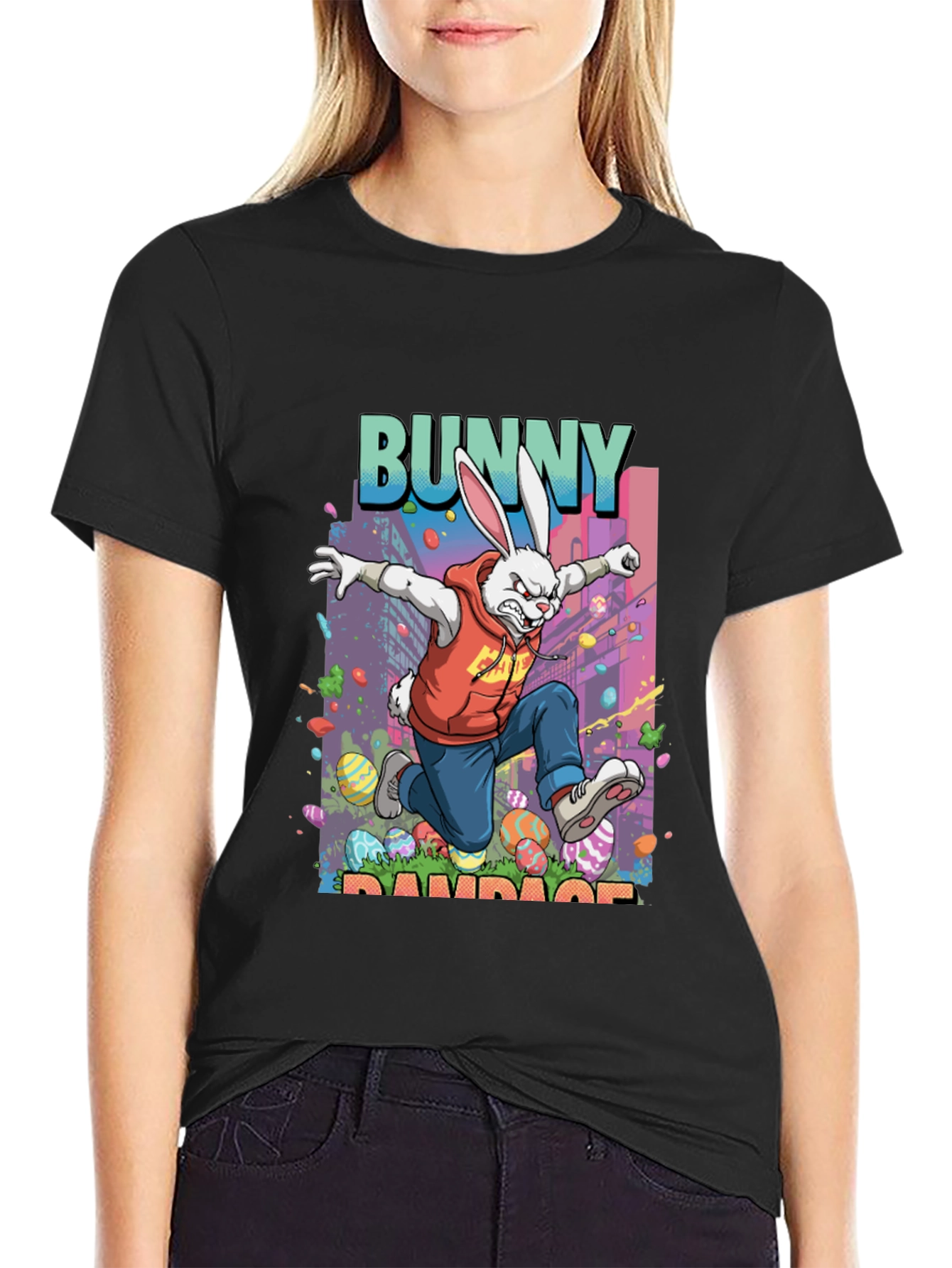 Black Bunny Rampage Graphic Tee - Easter Apparel view 2