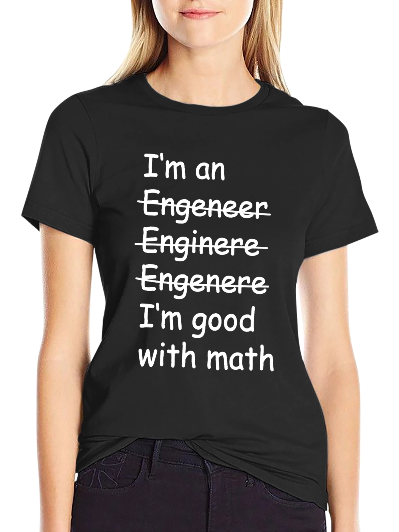 Black Funny Engineer T-Shirt: Good with Math Tee view 2