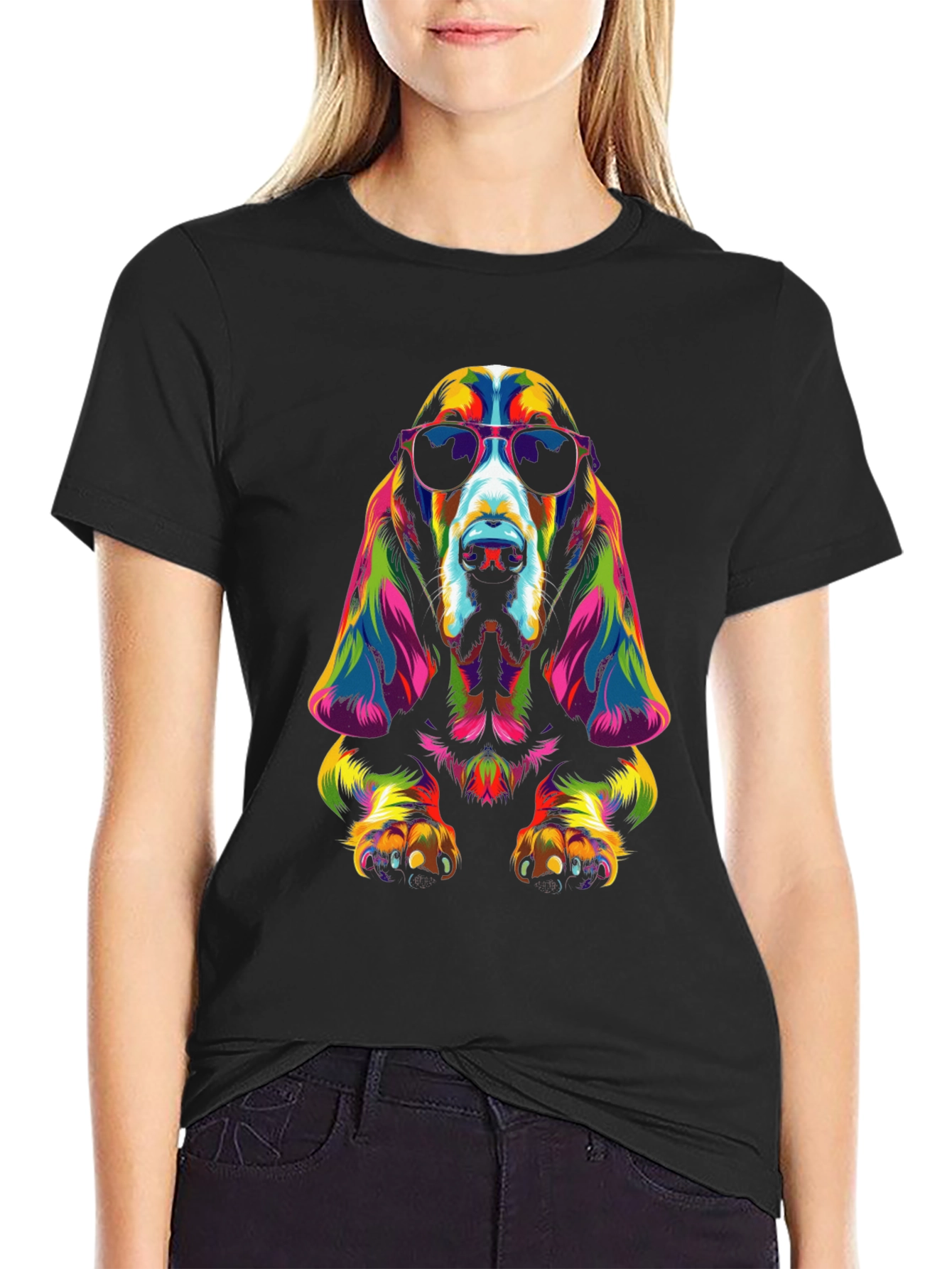 Black Cool Dog Graphic T-Shirt - Black view 2