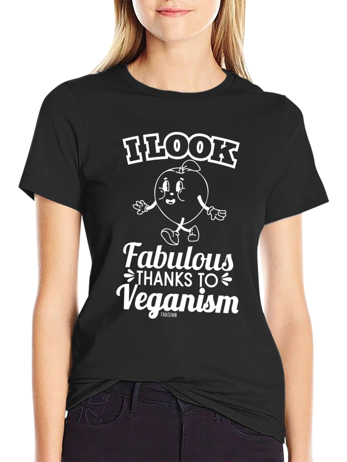 Black Veganism T-Shirt - I Look Fabulous Vegan Black Tee view 2