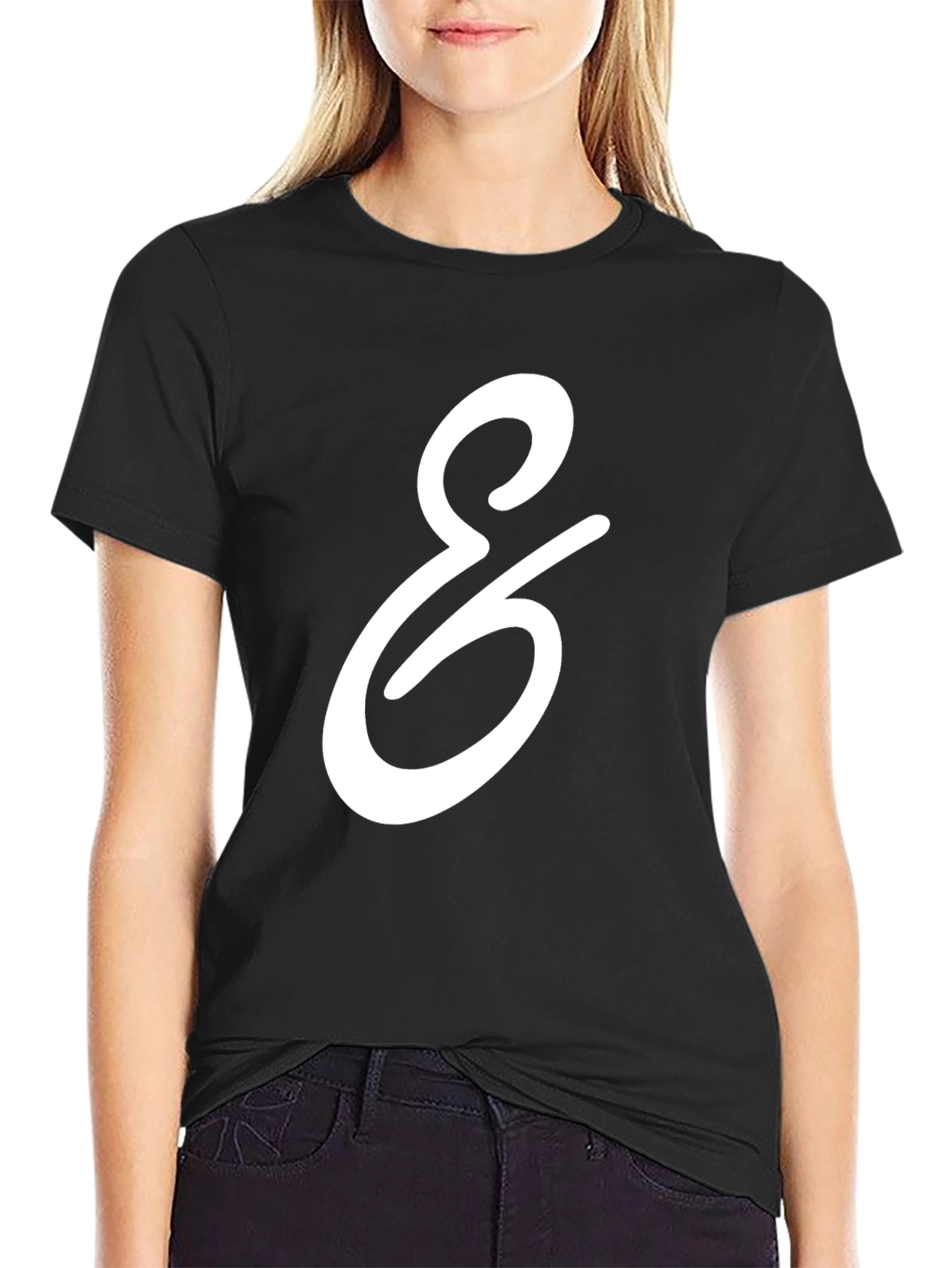 Black Black T-Shirt with White Graphic view 2