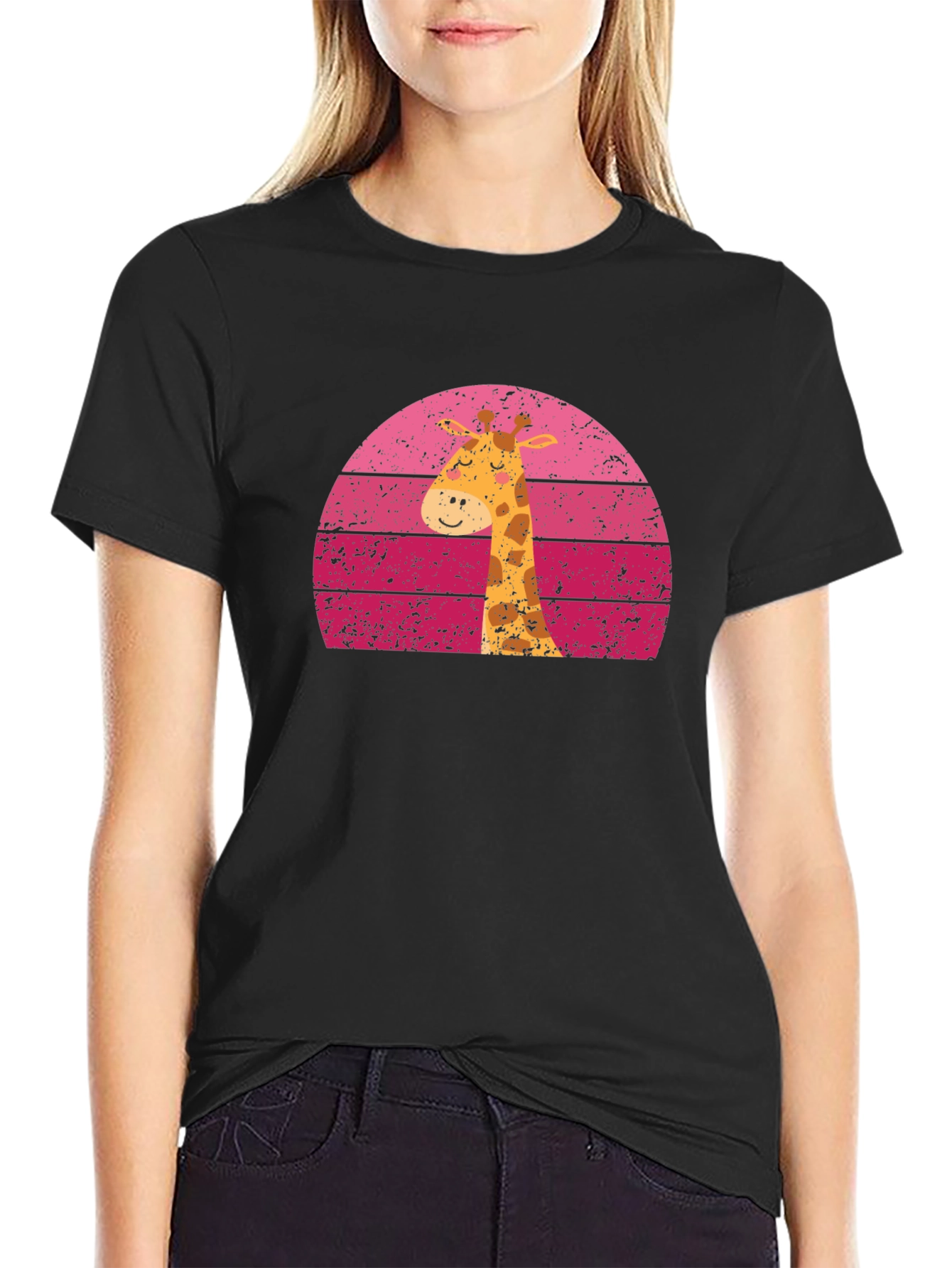 Black Giraffe Sunset Graphic Tee - Unique Design view 2
