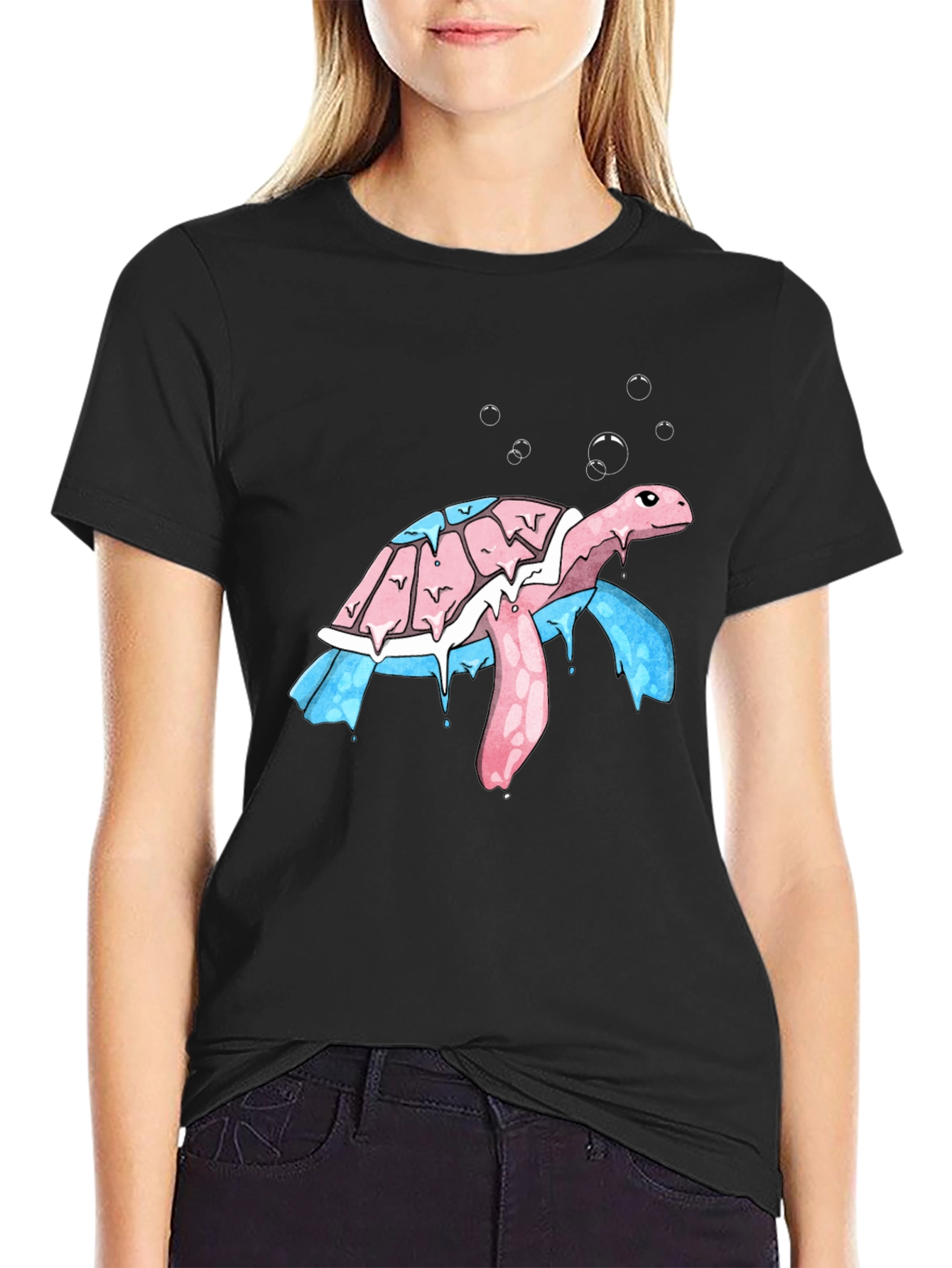 Black Transgender Pride Turtle T-Shirt view 2