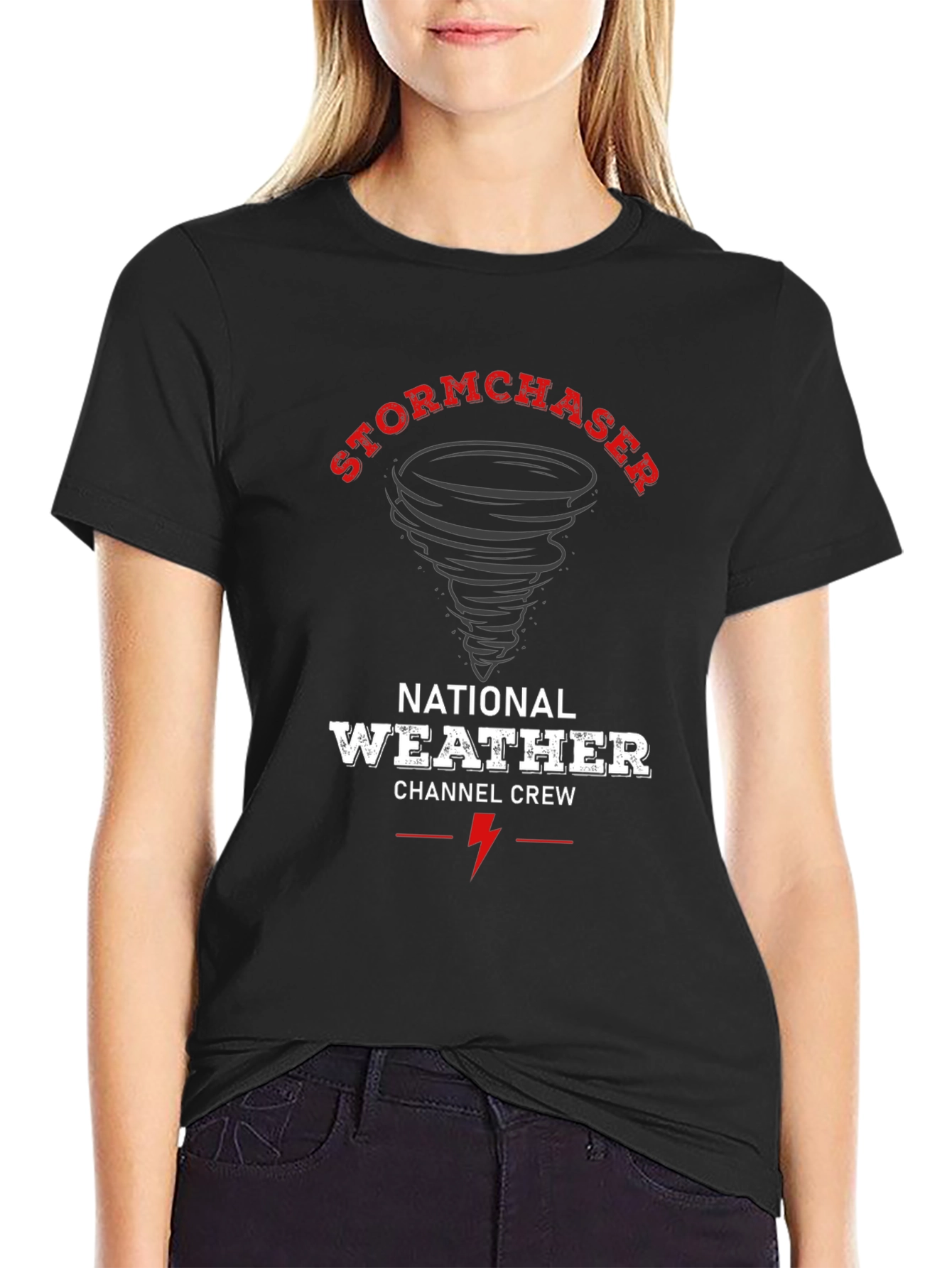 Black Stormchaser National Weather Channel Crew Black T-Shirt view 2
