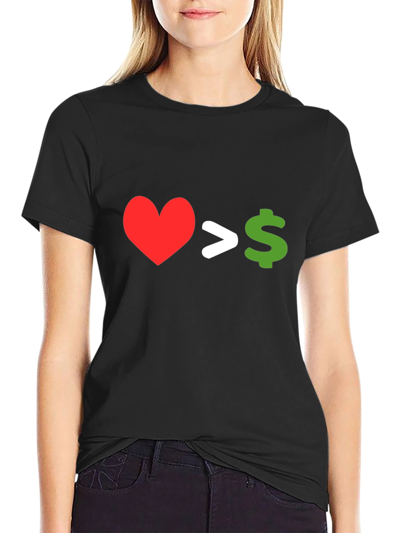 Black Love Over Money Graphic T-Shirt view 2