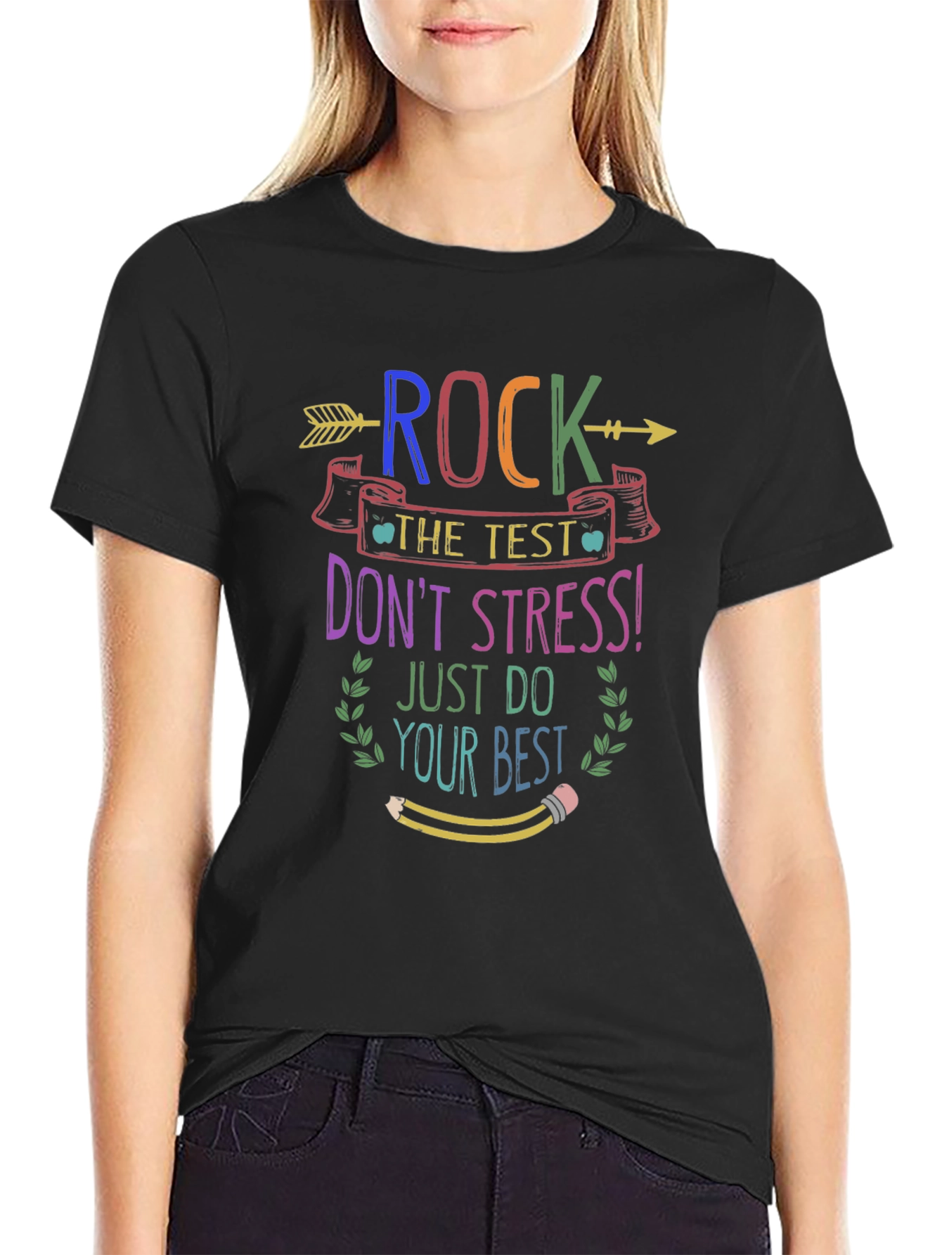 Black Rock The Test T-Shirt - Student Encouragement Tee view 2