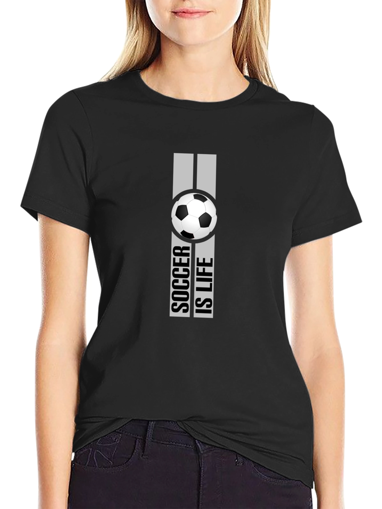 Black Soccer Is Life Graphic T-Shirt - Black view 2