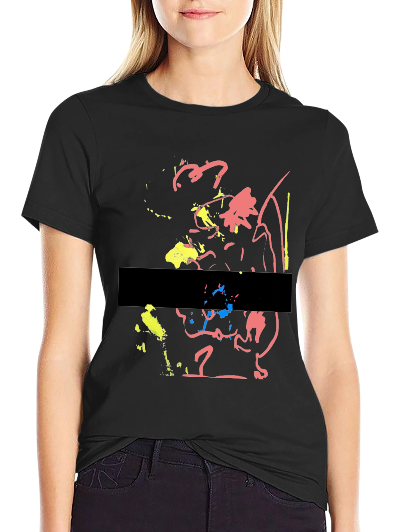 Black Abstract Art Black T-Shirt view 2