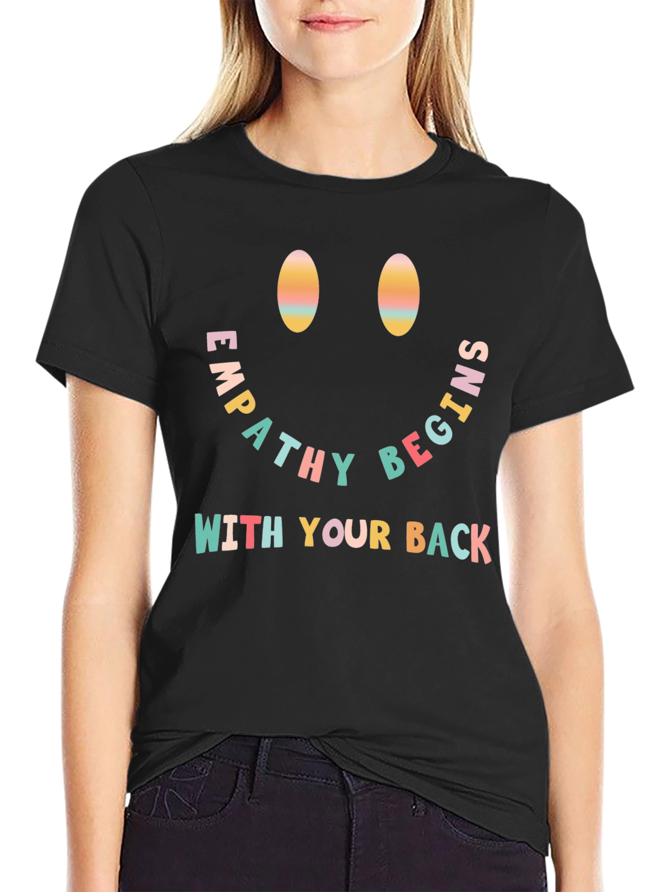 Black Empathy Begins With Your Back Graphic T-Shirt view 2