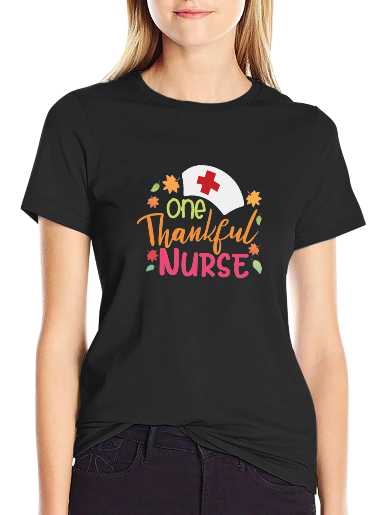 Black One Thankful Nurse T-Shirt view 2