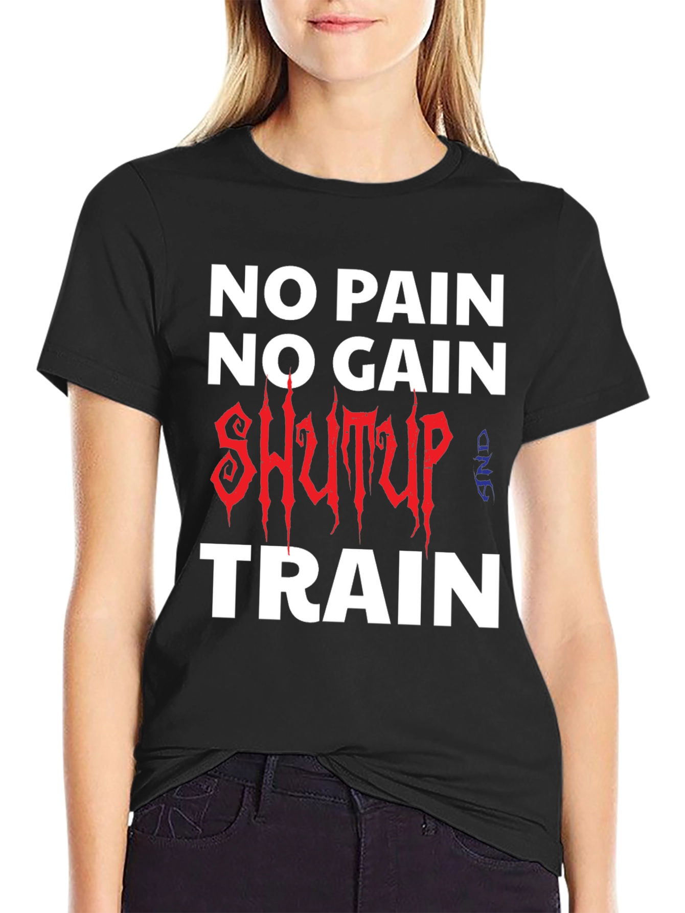 Black No Pain No Gain T-Shirt Workout Motivation view 2