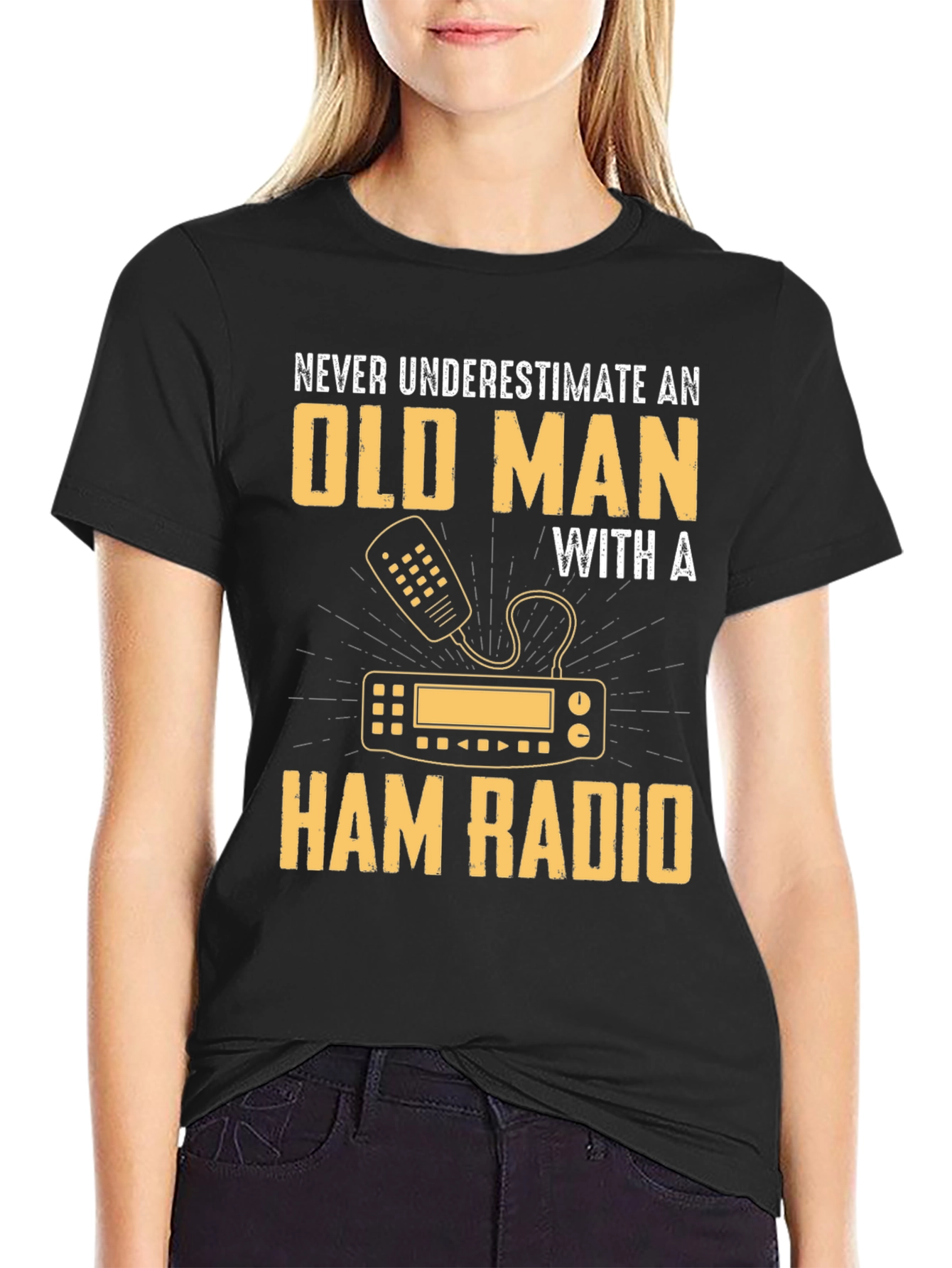 Black Ham Radio Old Man T-Shirt - Never Underestimate! view 2