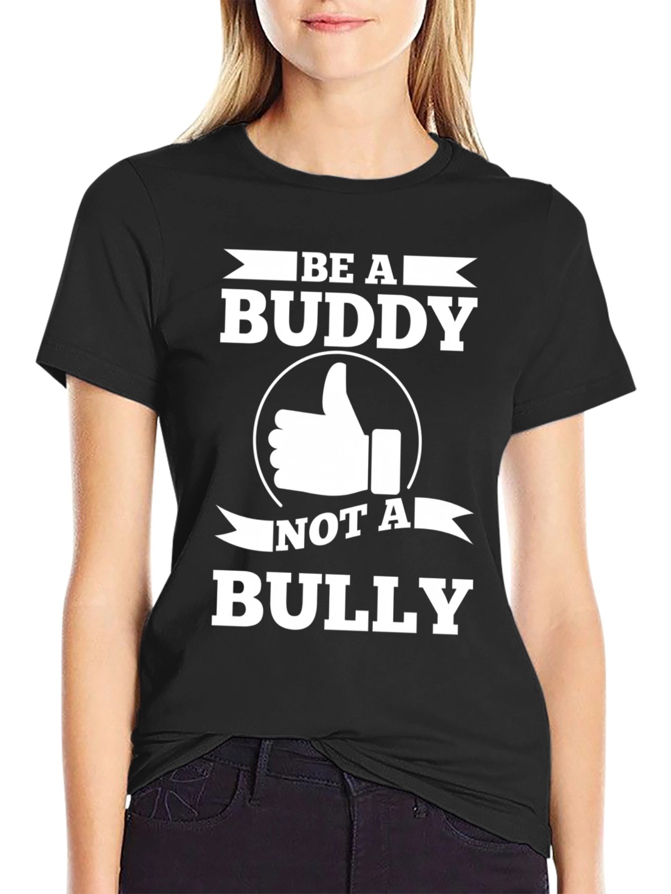 Black Be A Buddy T-Shirt - Anti Bullying Tee view 2