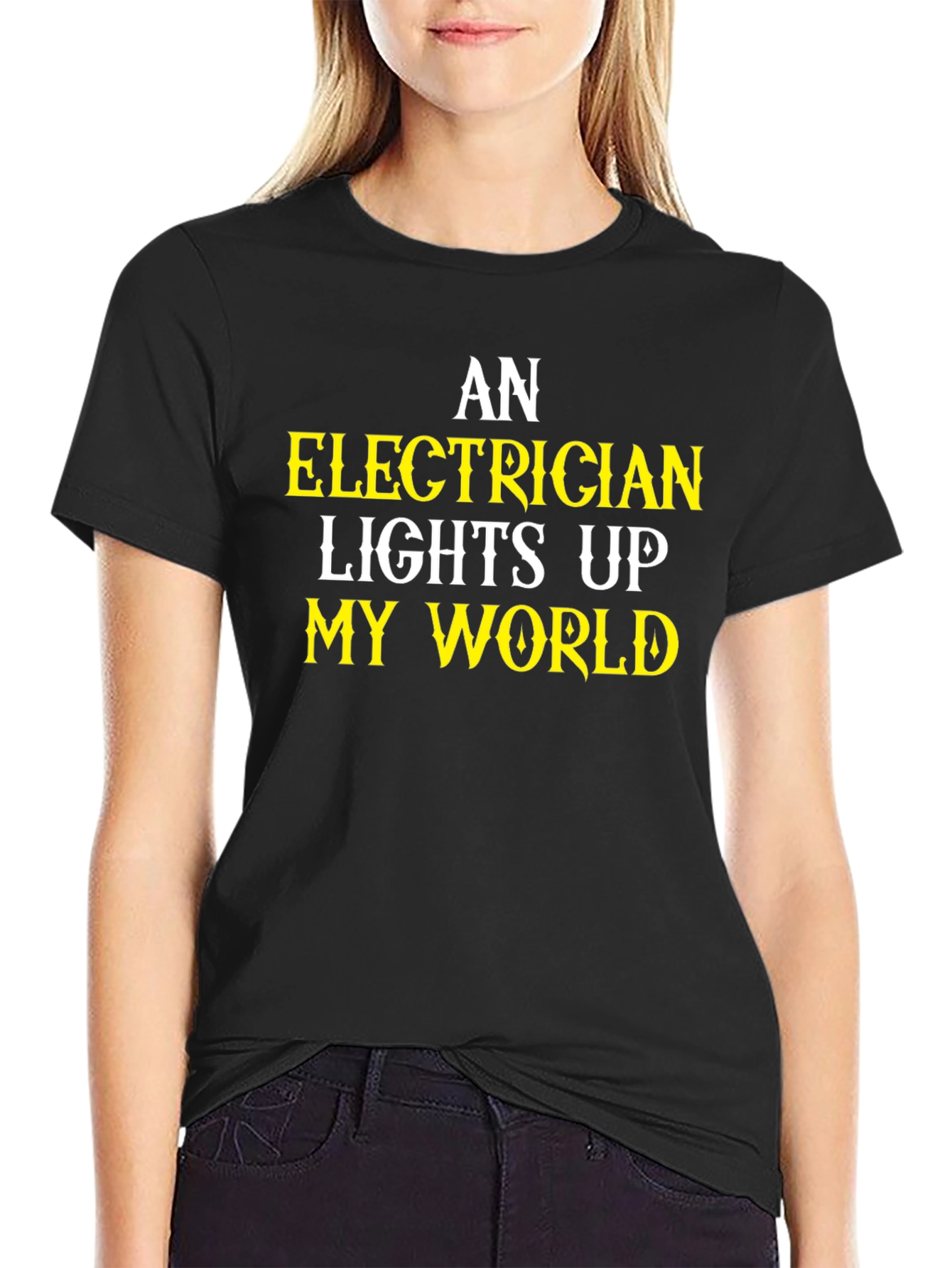 Black Electrician Lights Up My World T-Shirt view 2