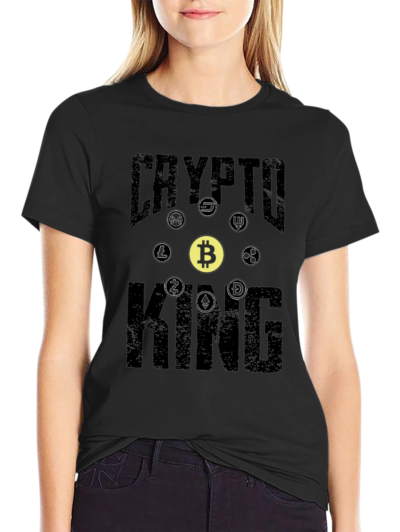 Black Crypto King Graphic Tee - Bitcoin & Altcoins view 2
