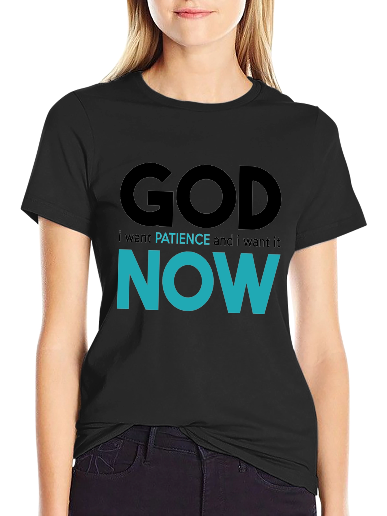 Black God Patience Now Graphic Tee - Soft Cotton T-Shirt view 2