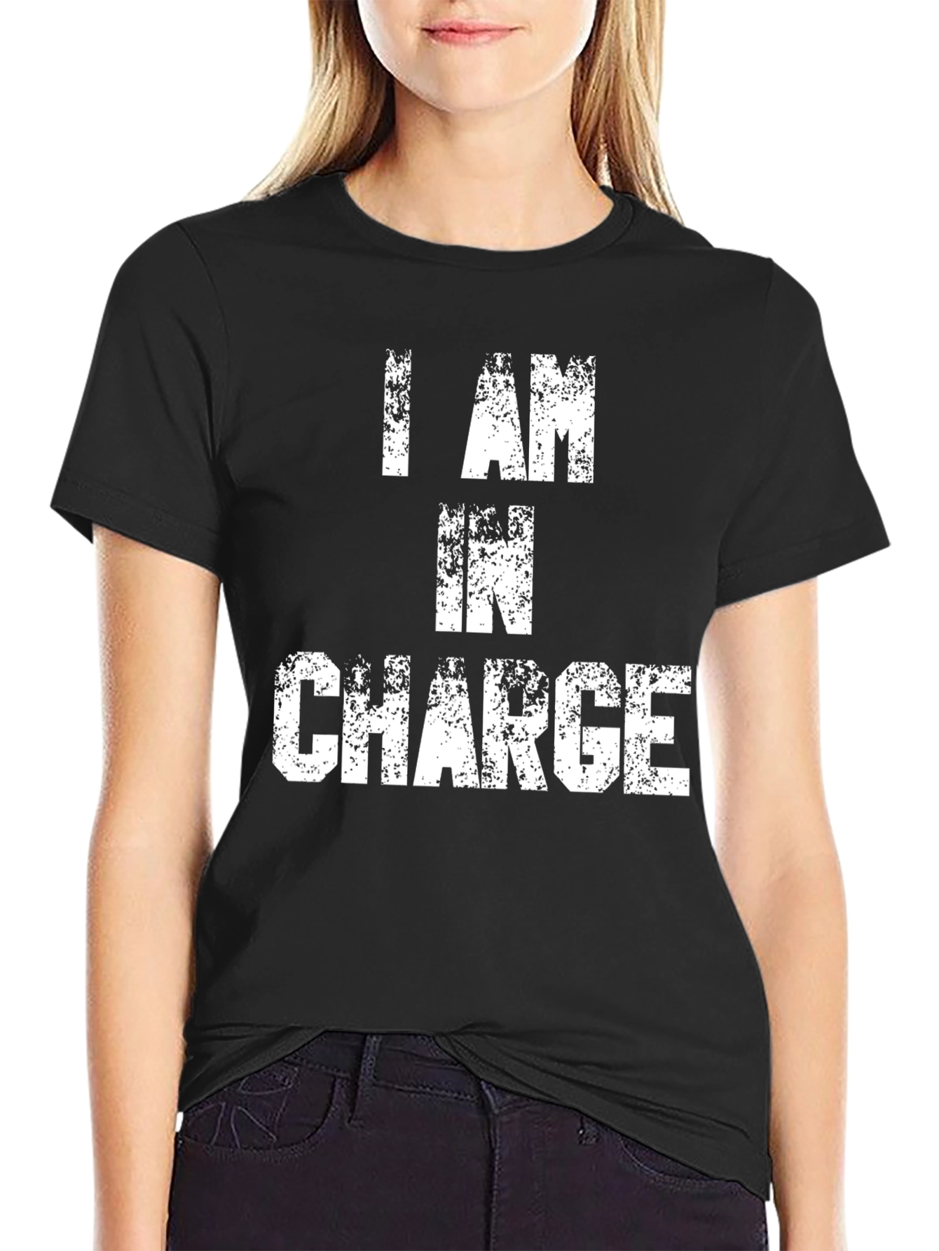 Black I AM IN CHARGE Graphic Tee - Statement T-Shirt view 2