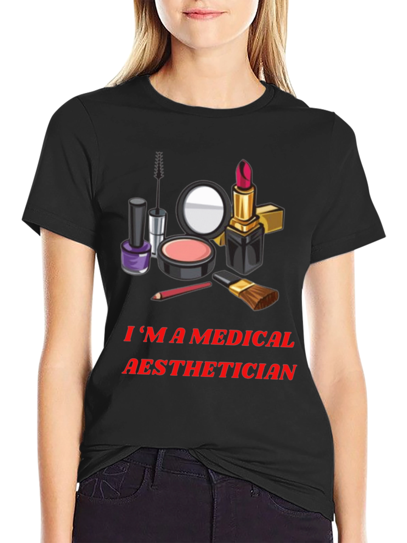 Black Medical Aesthetician T-Shirt - Makeup Artist Graphic Tee view 2