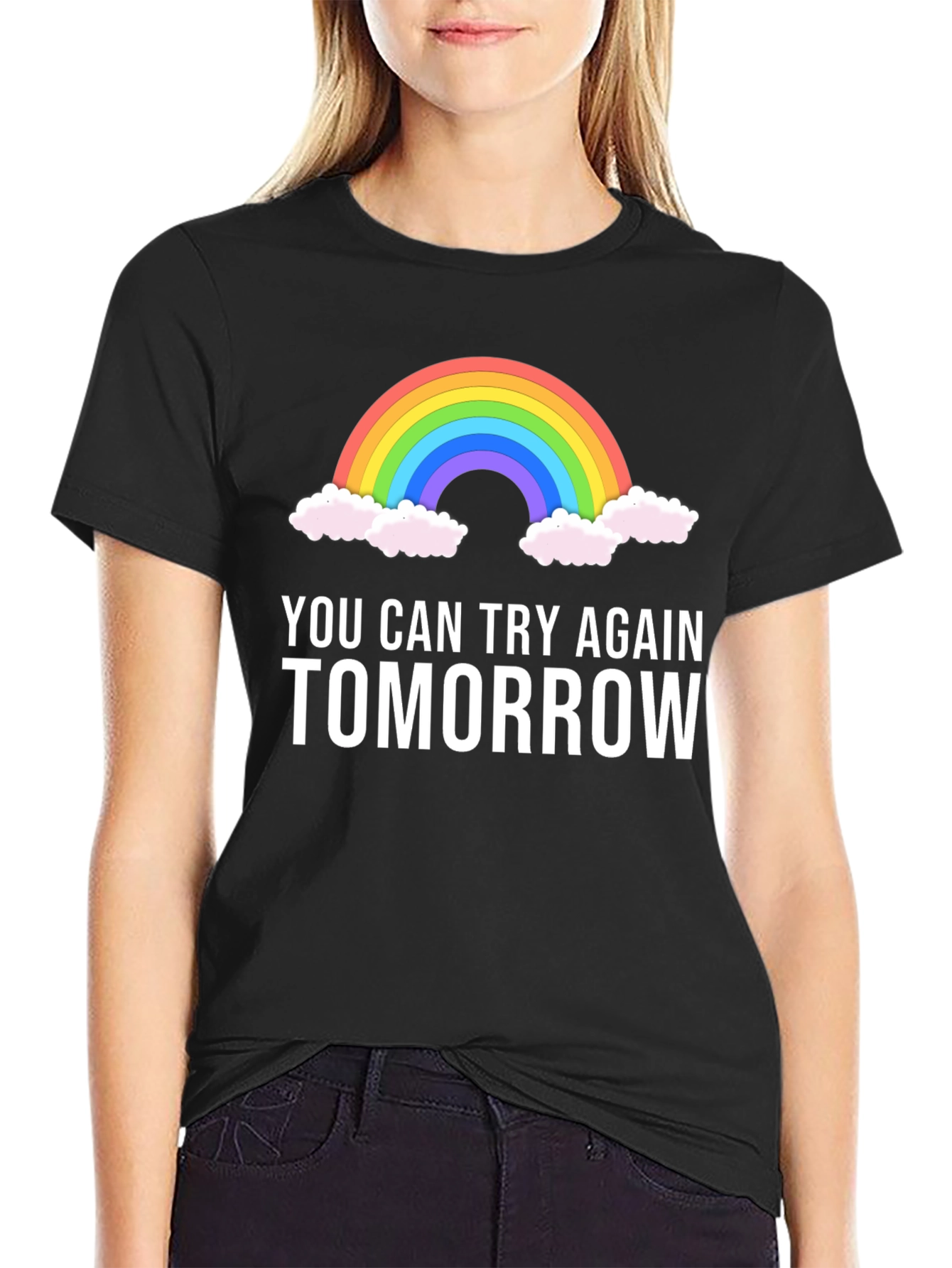 Black Rainbow Tomorrow Graphic Tee - Motivational T-Shirt view 2