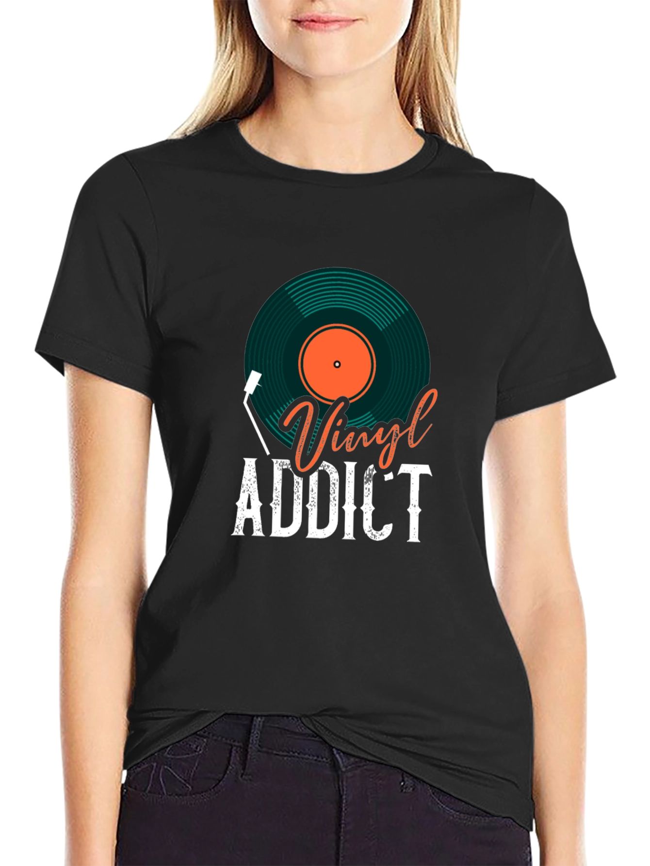 Black Vinyl Addict Graphic Tee view 2