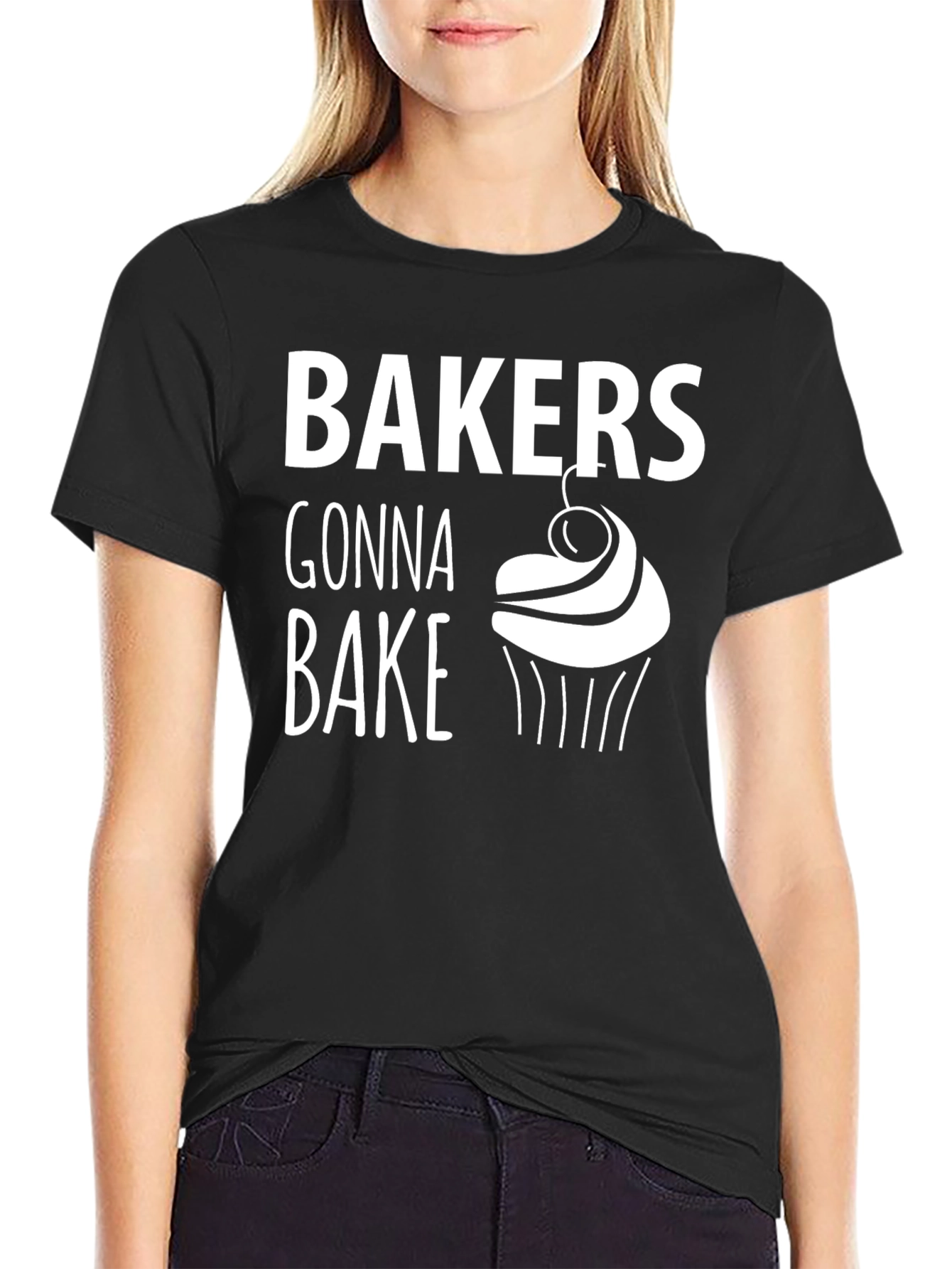 Black Bakers Gonna Bake T-Shirt - Black, Cupcake Design view 2