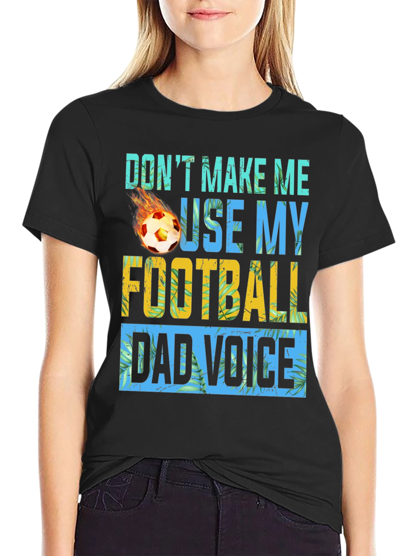 Black Funny Football Dad Voice Graphic T-Shirt view 2