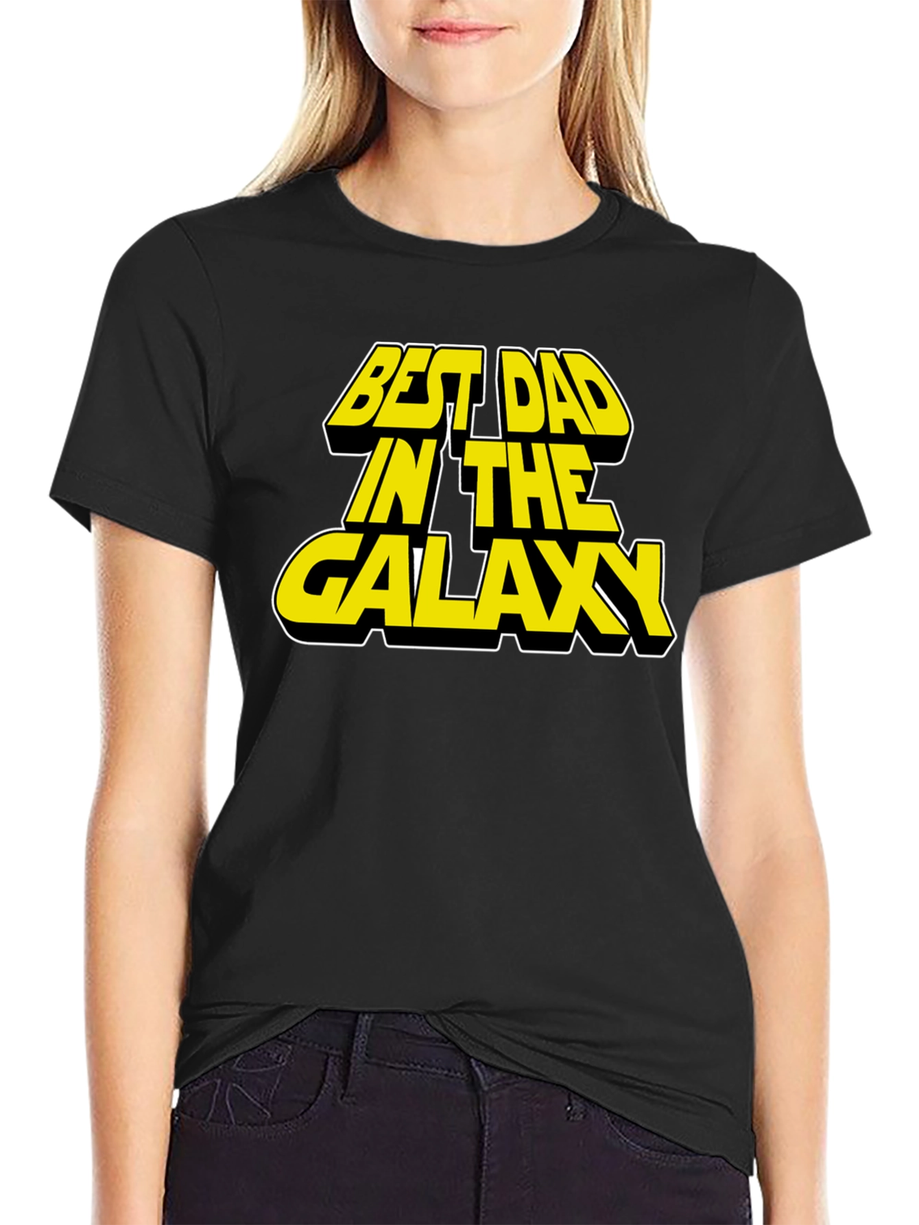 Black Best Dad in the Galaxy Black T-Shirt view 2