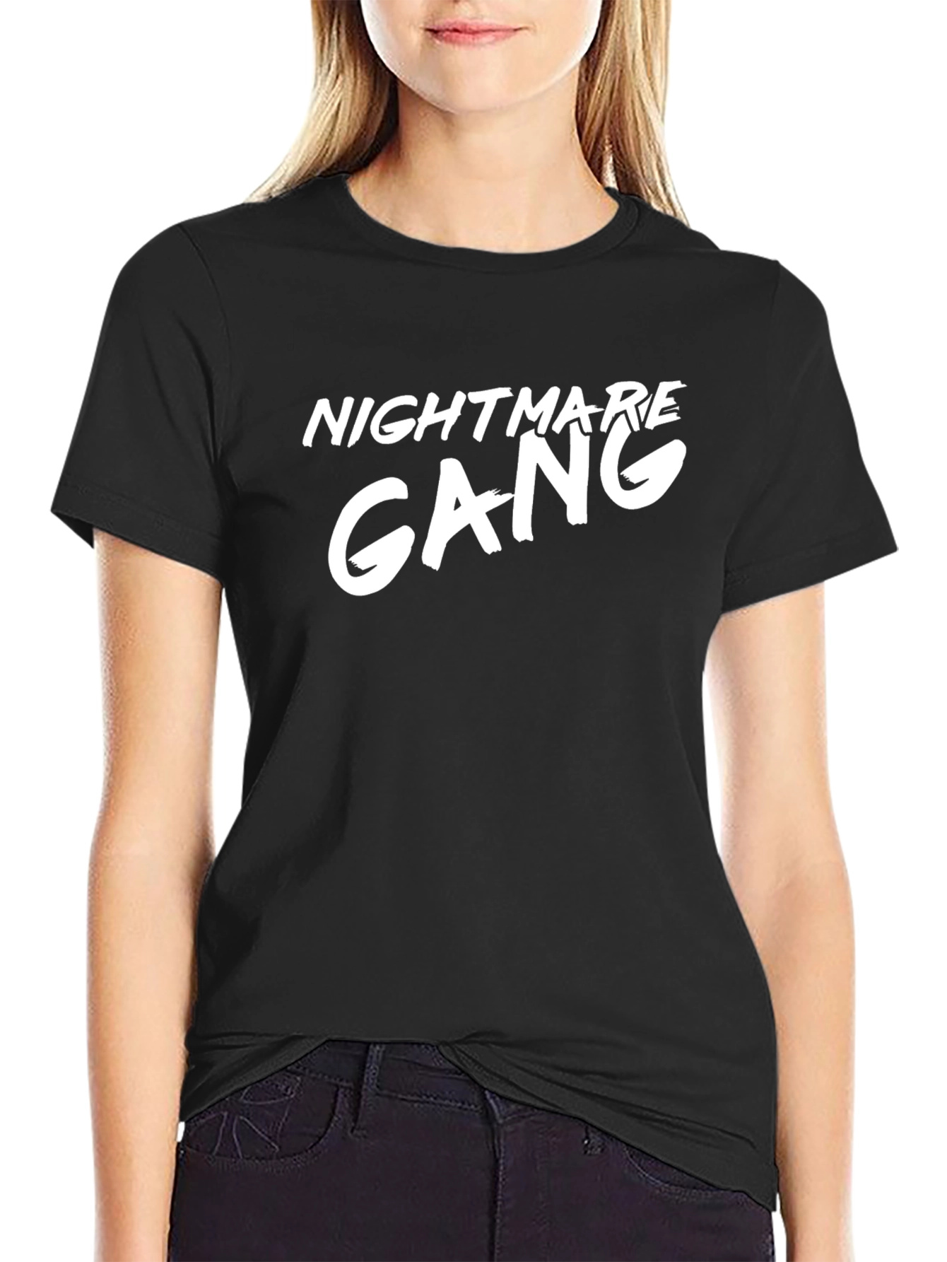 Black Nightmare Gang Graphic Tee - Black Cotton T-Shirt view 2