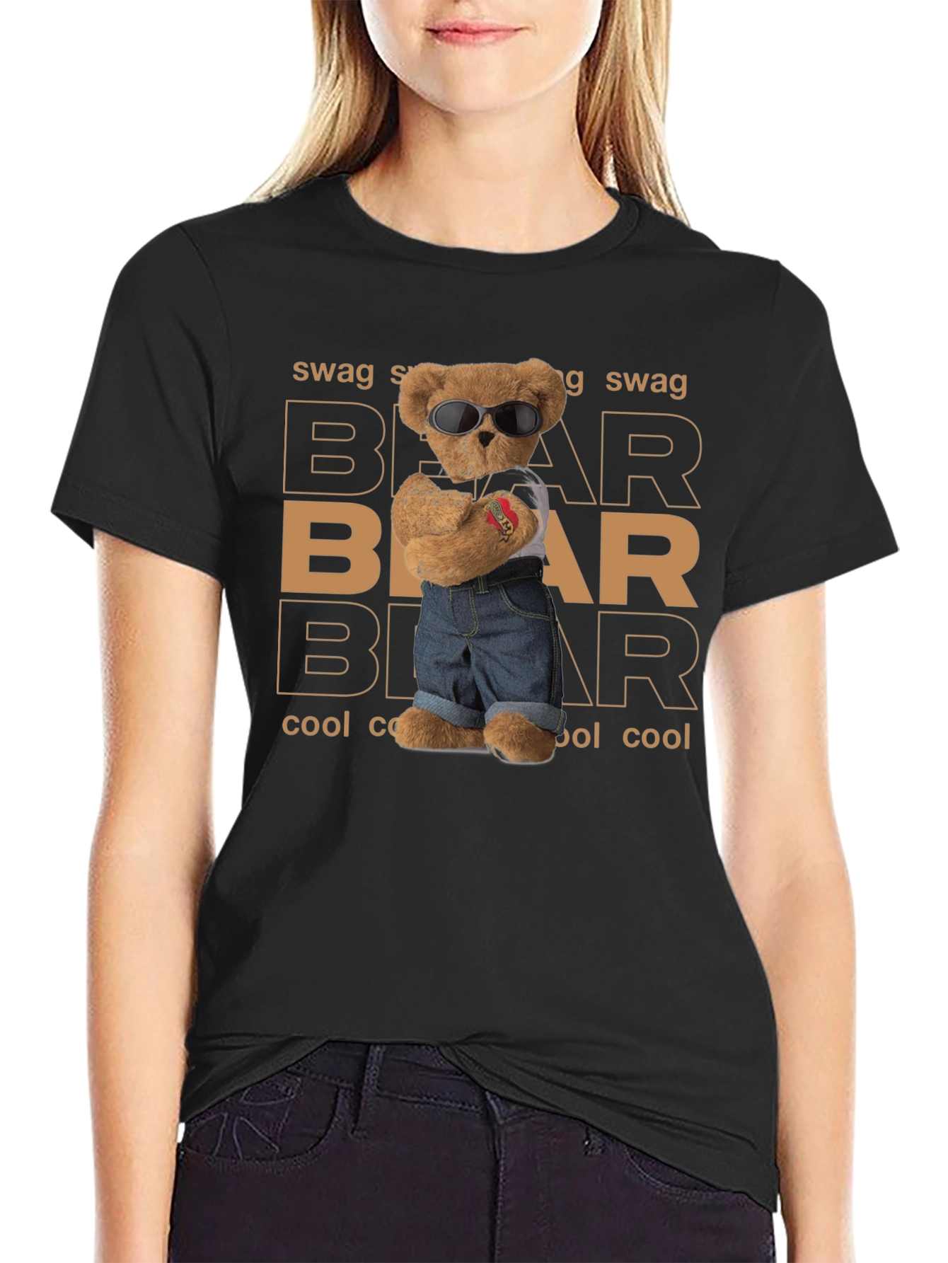Black Cool Bear Swag Graphic Tee view 2