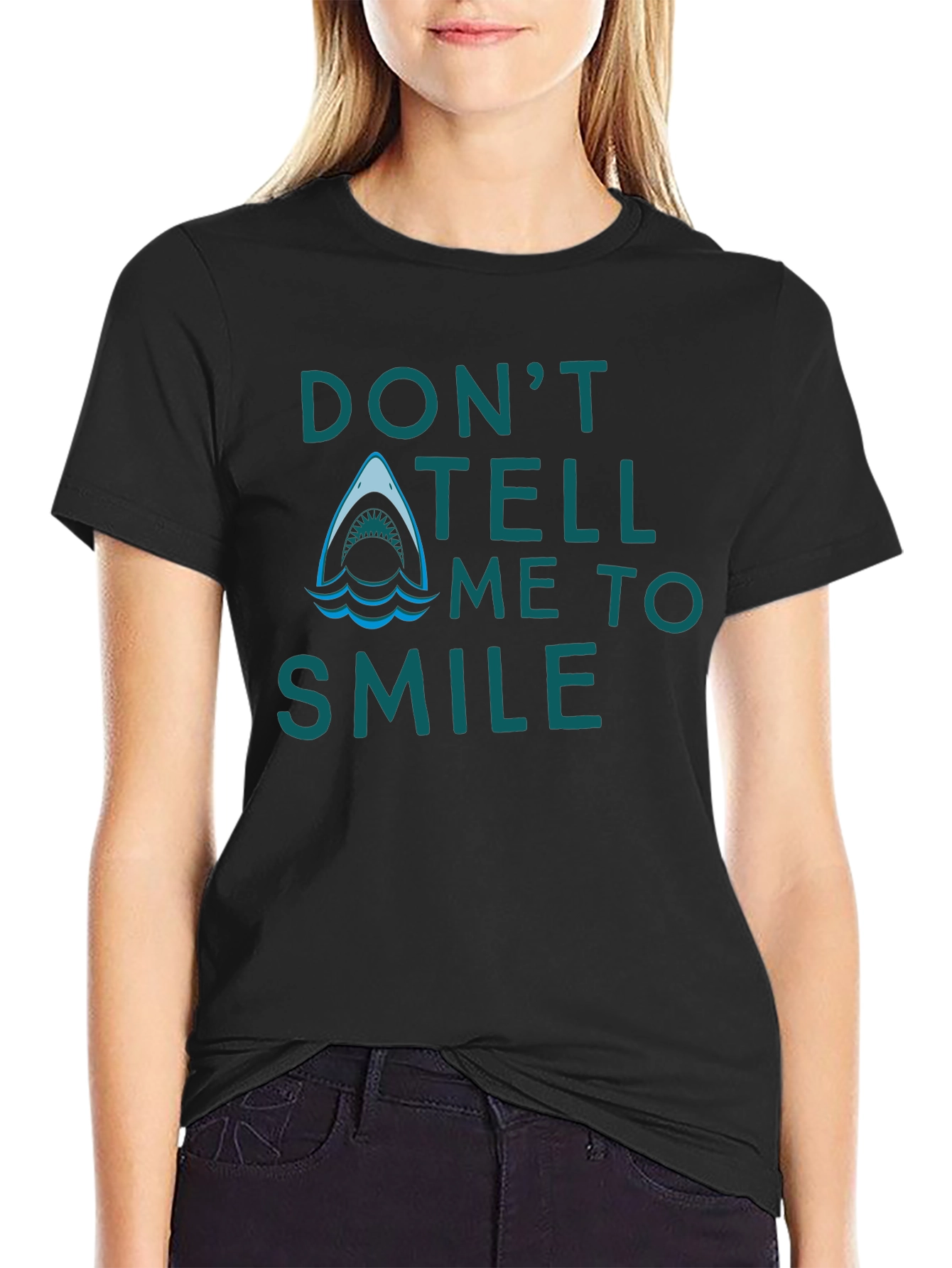 Black Don't Tell Me To Smile Shark T-Shirt view 2