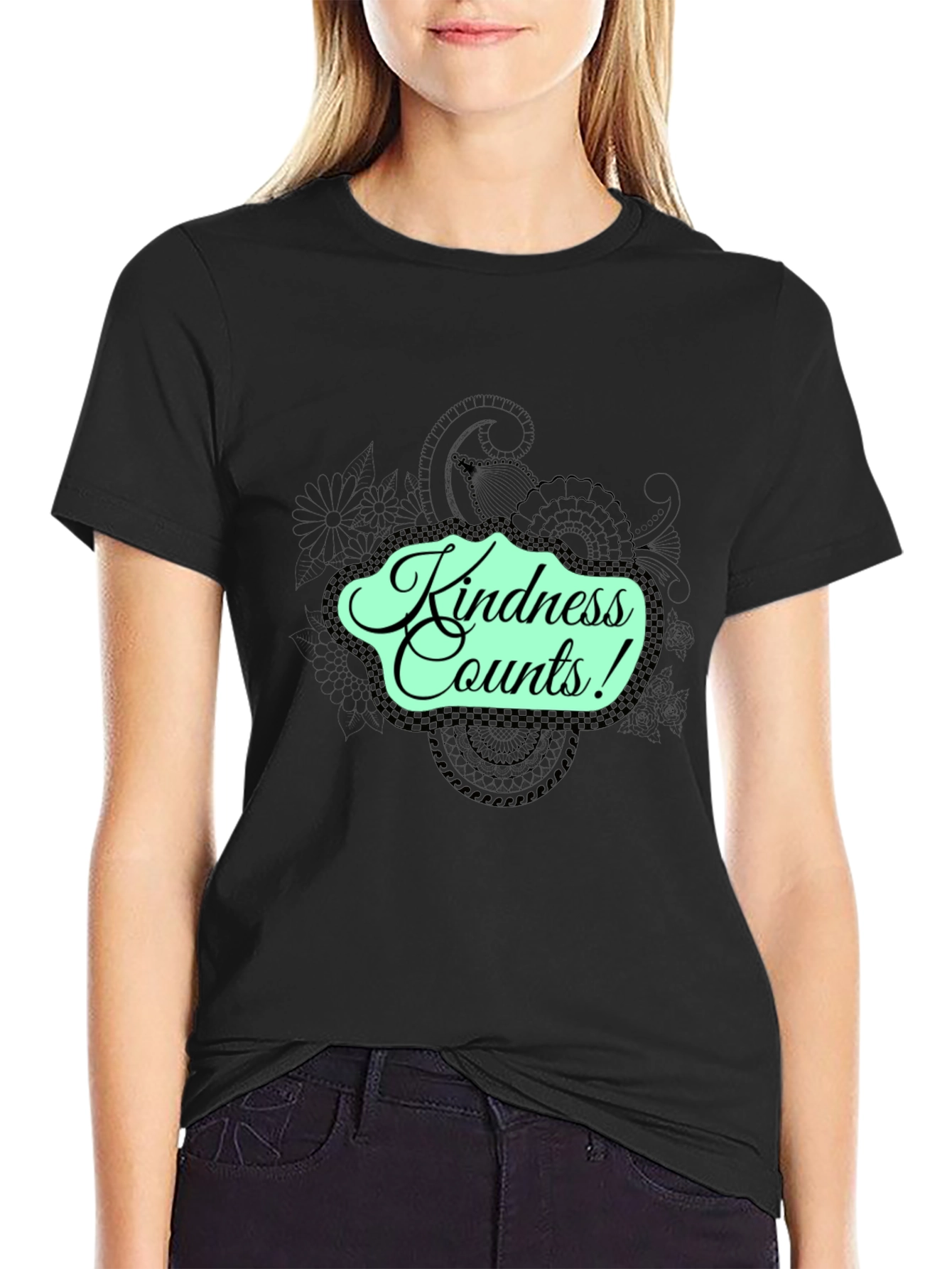 Black Kindness Counts Black Graphic Tee view 2