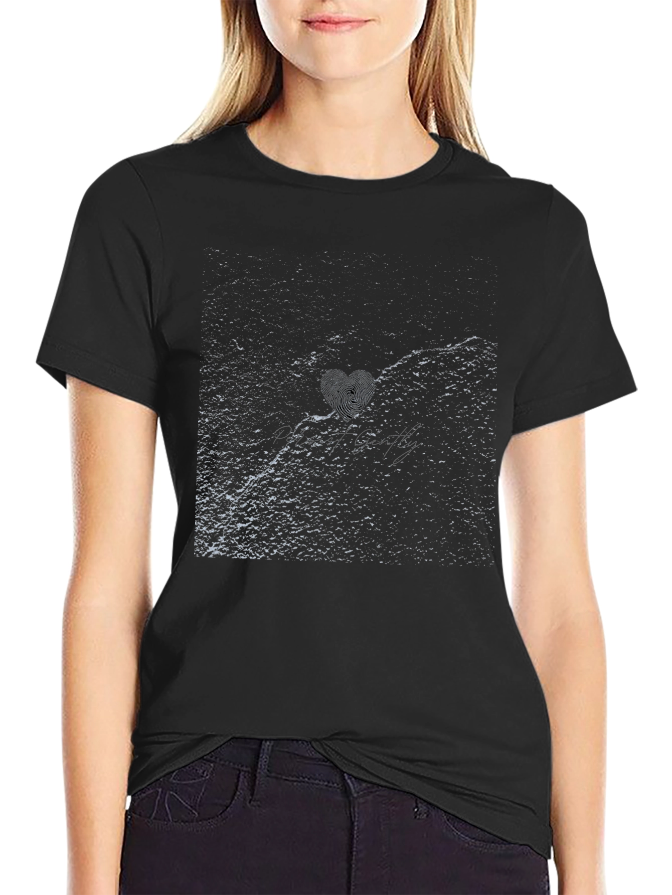 Black Abstract Texture Black T-Shirt view 2