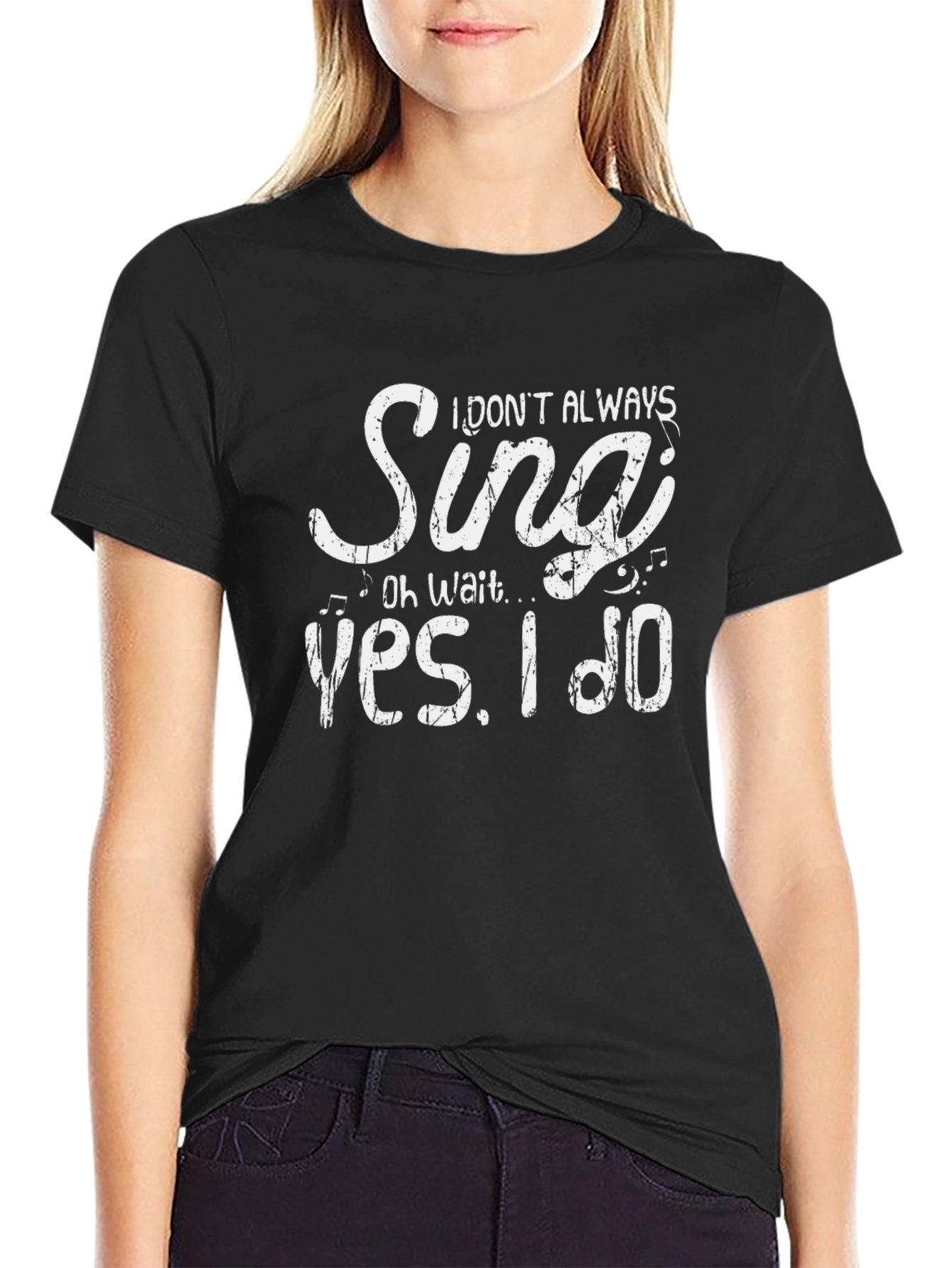 Black I Don't Always Sing Funny T-Shirt view 2