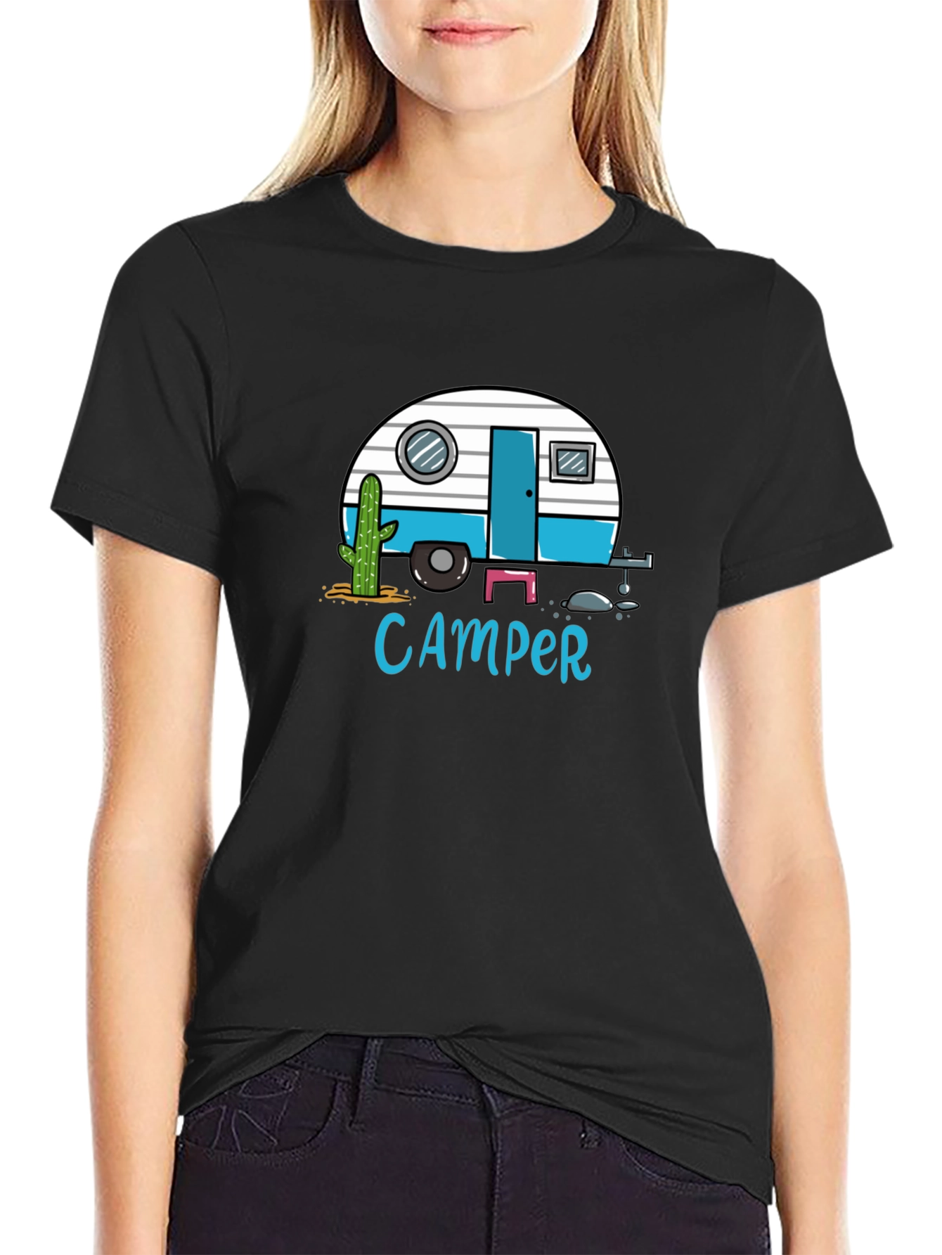 Black Camper Graphic T-Shirt - Black Tee view 2