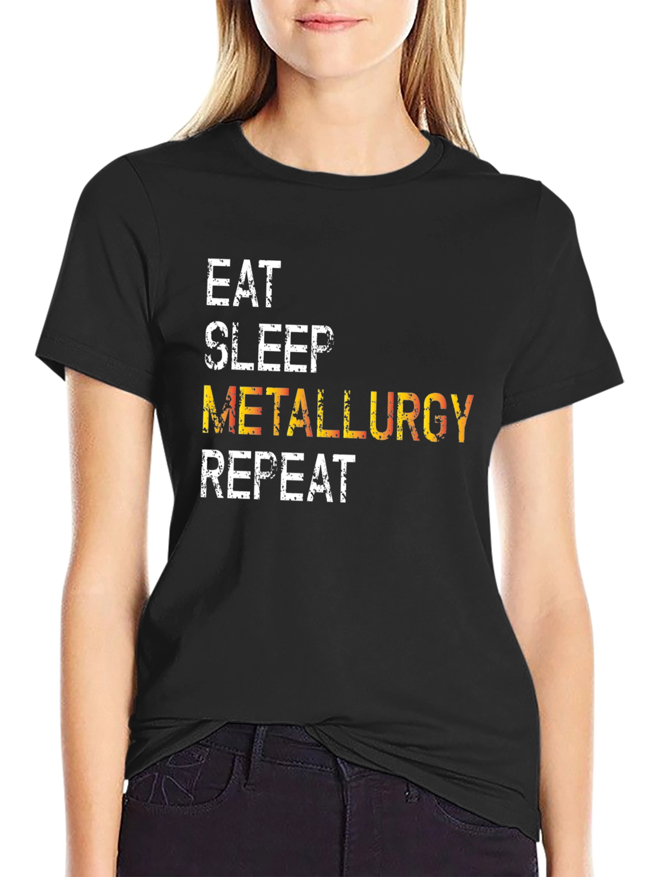 Black Eat Sleep Metallurgy Repeat T-Shirt view 2