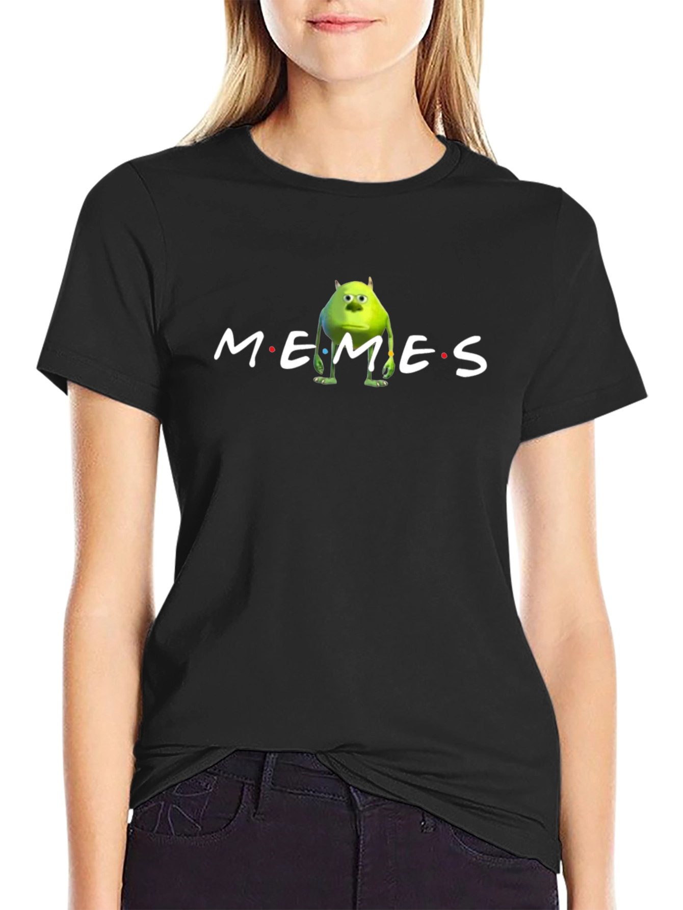 Black Memes Mike Wazowski Inspired T-Shirt view 2